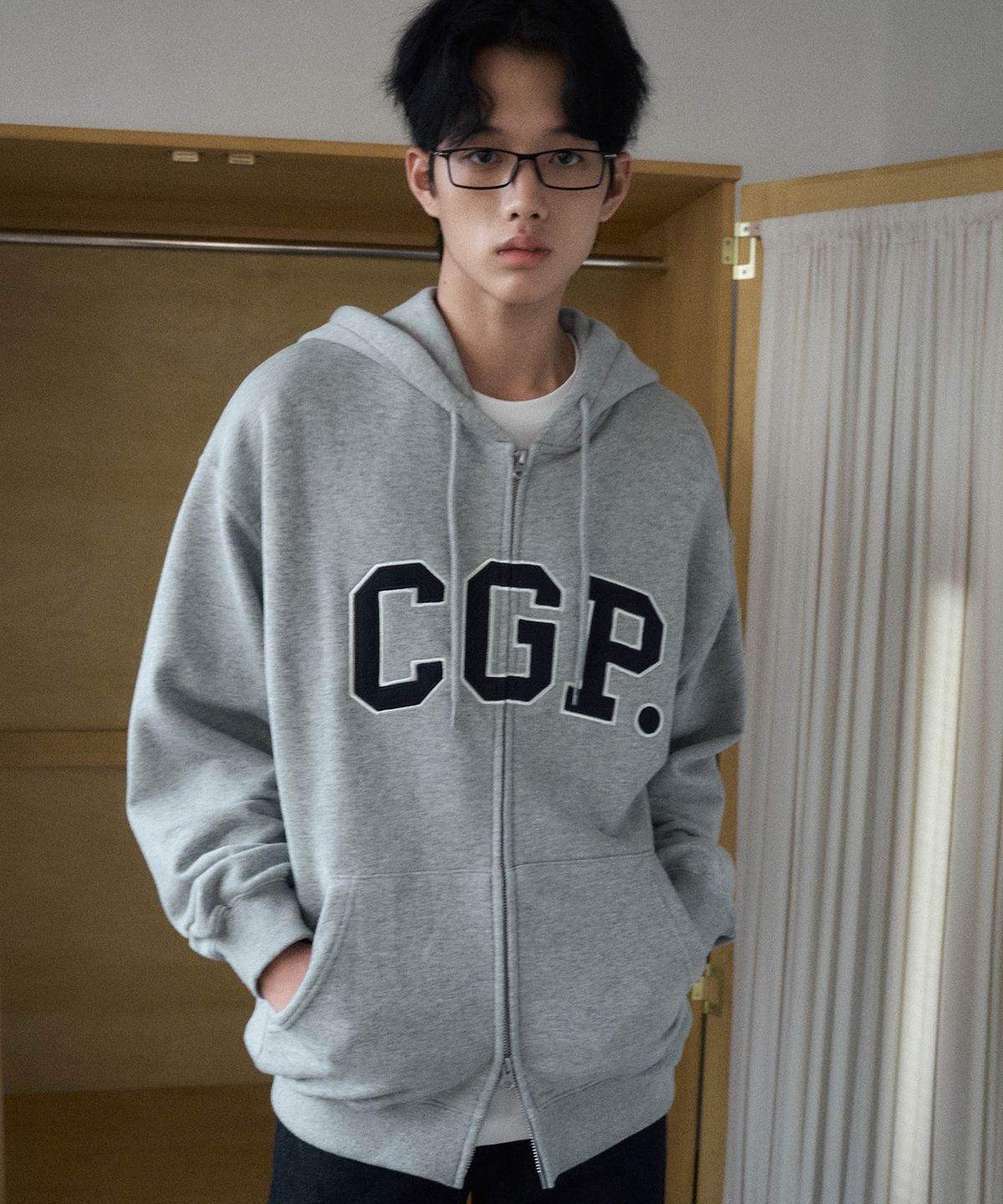 코드그라피(CGP) CGP 아치 로고 후드 집업_다크그레이
