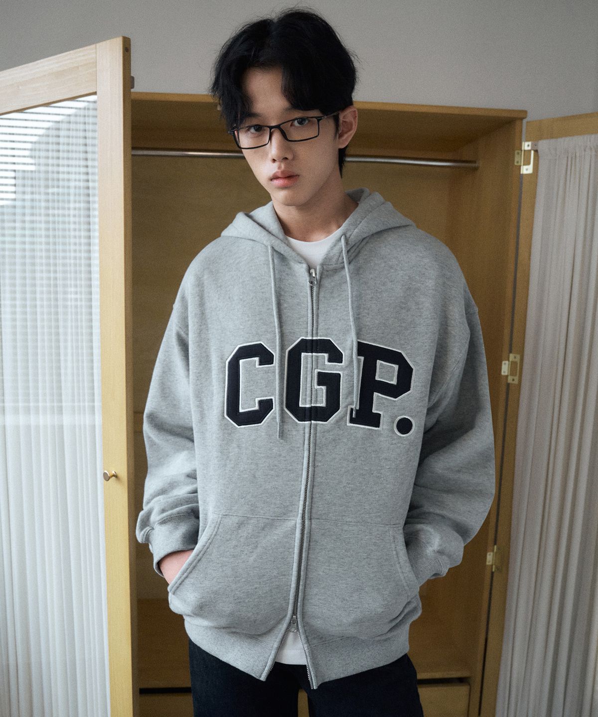 코드그라피(CGP) CGP 아치 로고 후드 집업_다크그레이