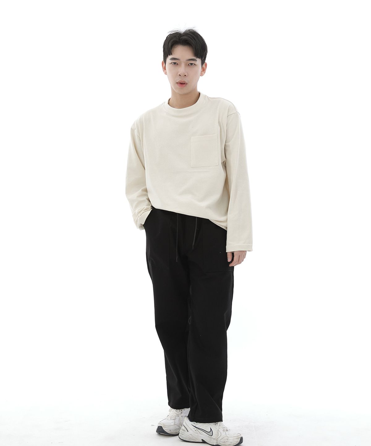 세인트크루(SAINTCREW) 와이드 앵클드롭 퍼티그팬츠 WAF-319 블랙