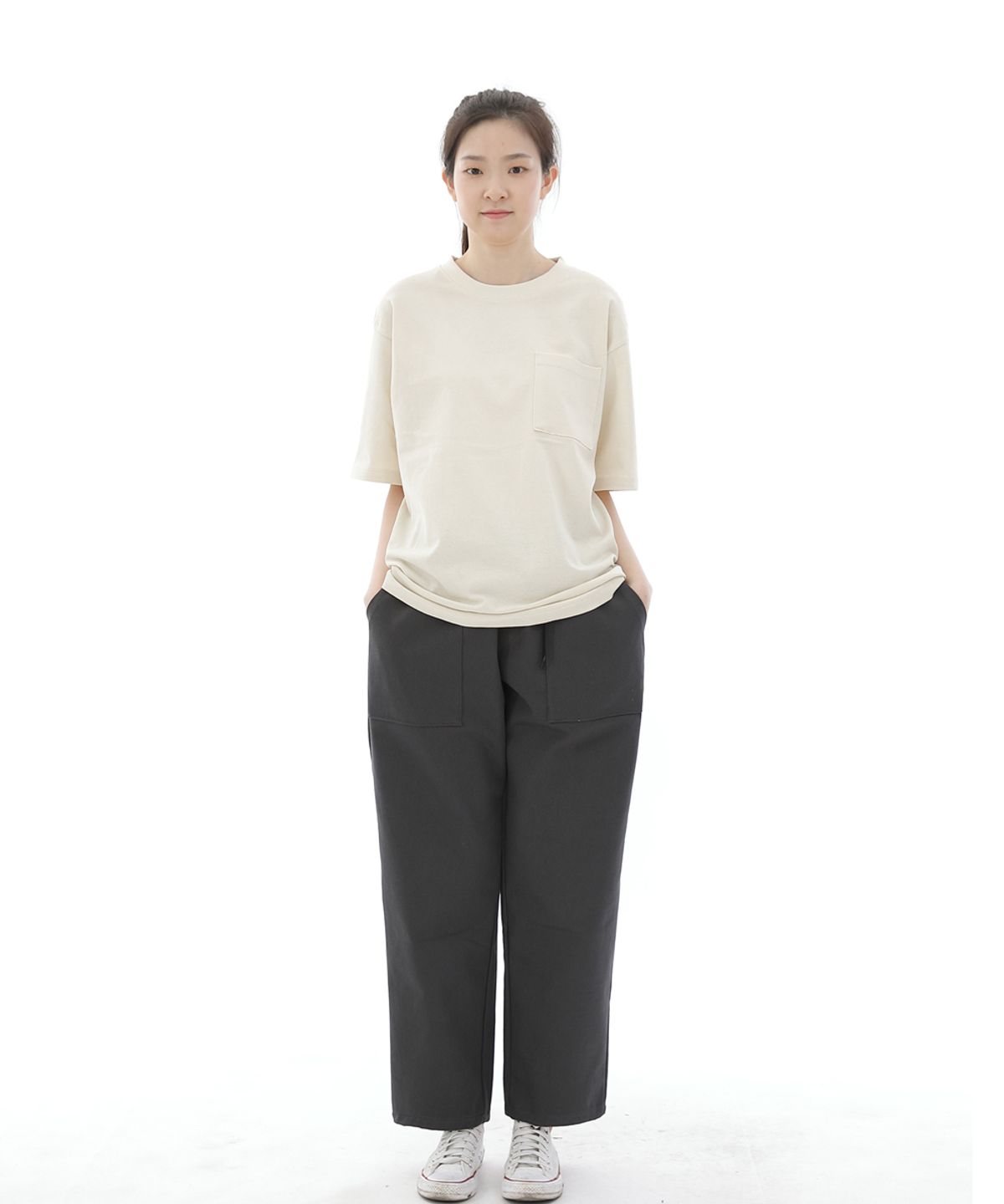 세인트크루(SAINTCREW) 와이드 앵클드롭 퍼티그팬츠 WAF-319 다크그레이