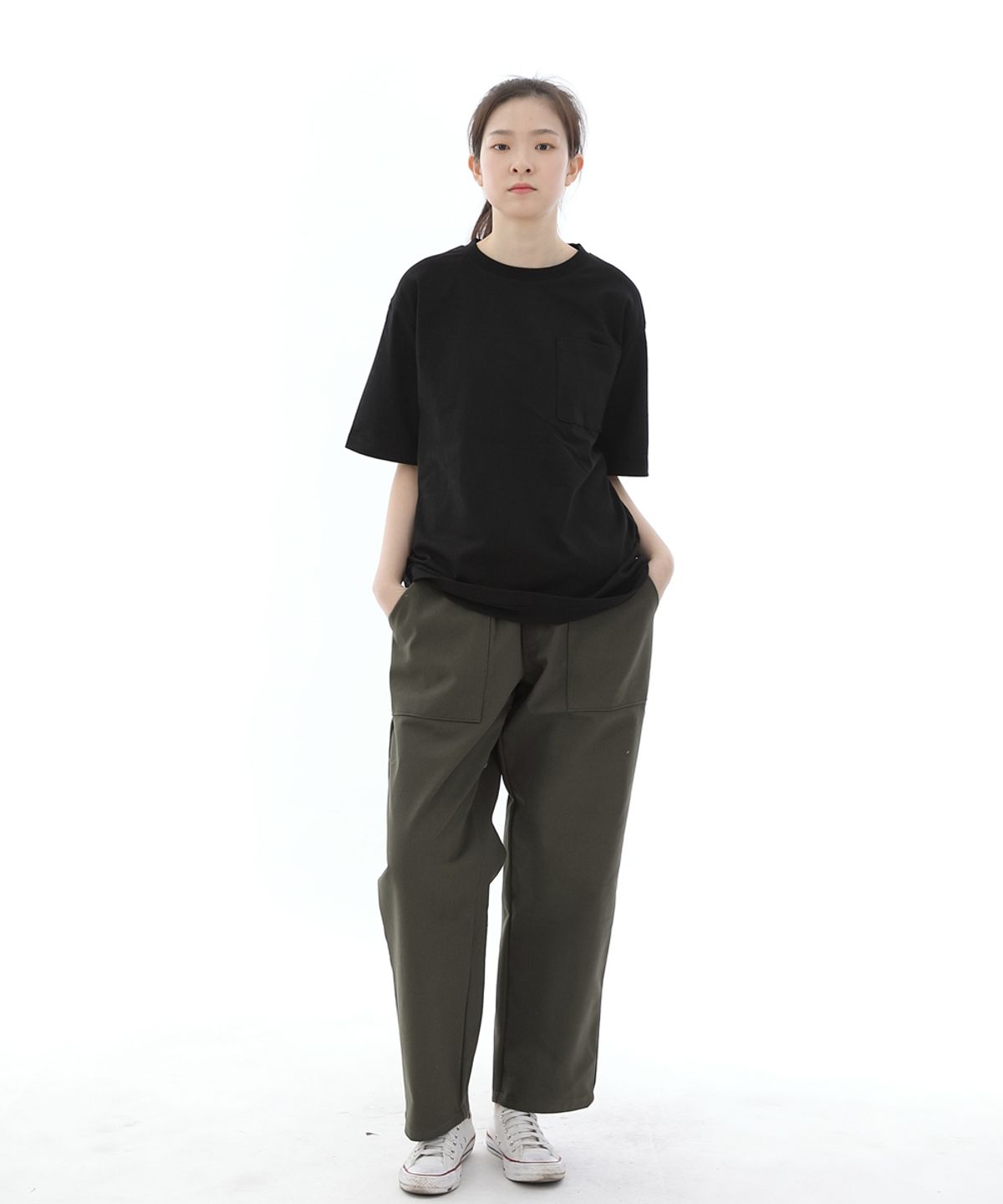 세인트크루(SAINTCREW) 와이드 앵클드롭 퍼티그팬츠 WAF-319 카키