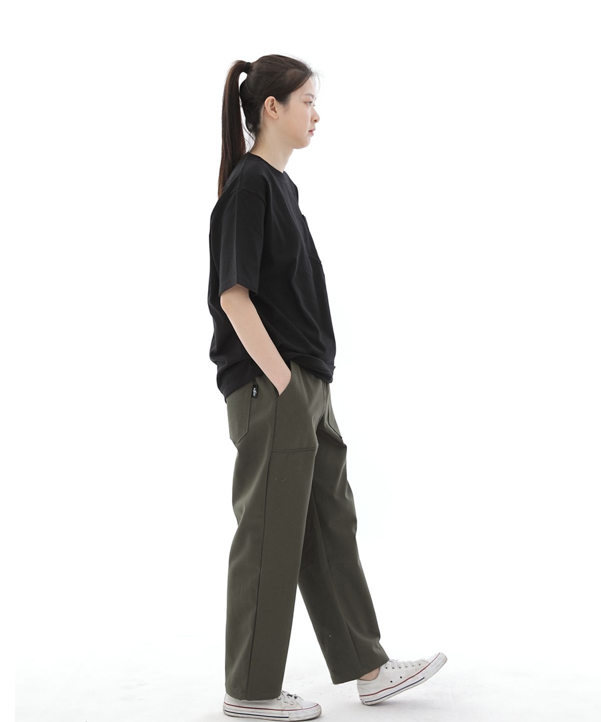 세인트크루(SAINTCREW) 와이드 앵클드롭 퍼티그팬츠 WAF-319 카키