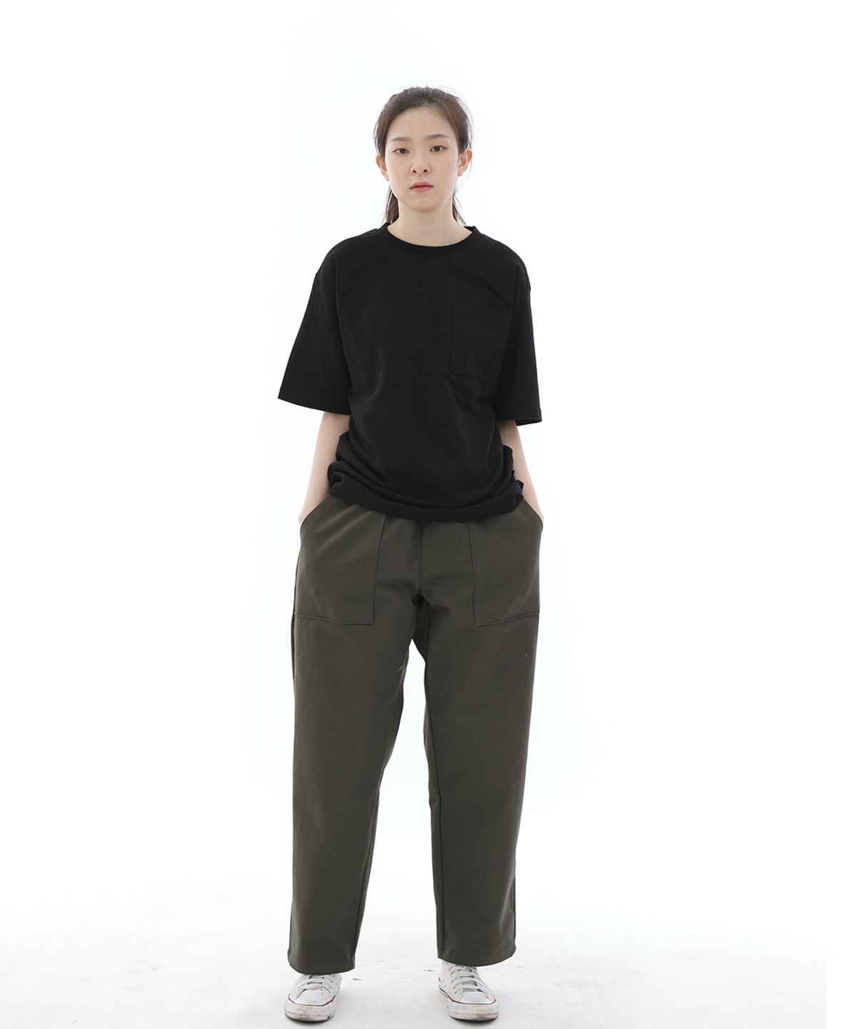 세인트크루(SAINTCREW) 와이드 앵클드롭 퍼티그팬츠 WAF-319 카키