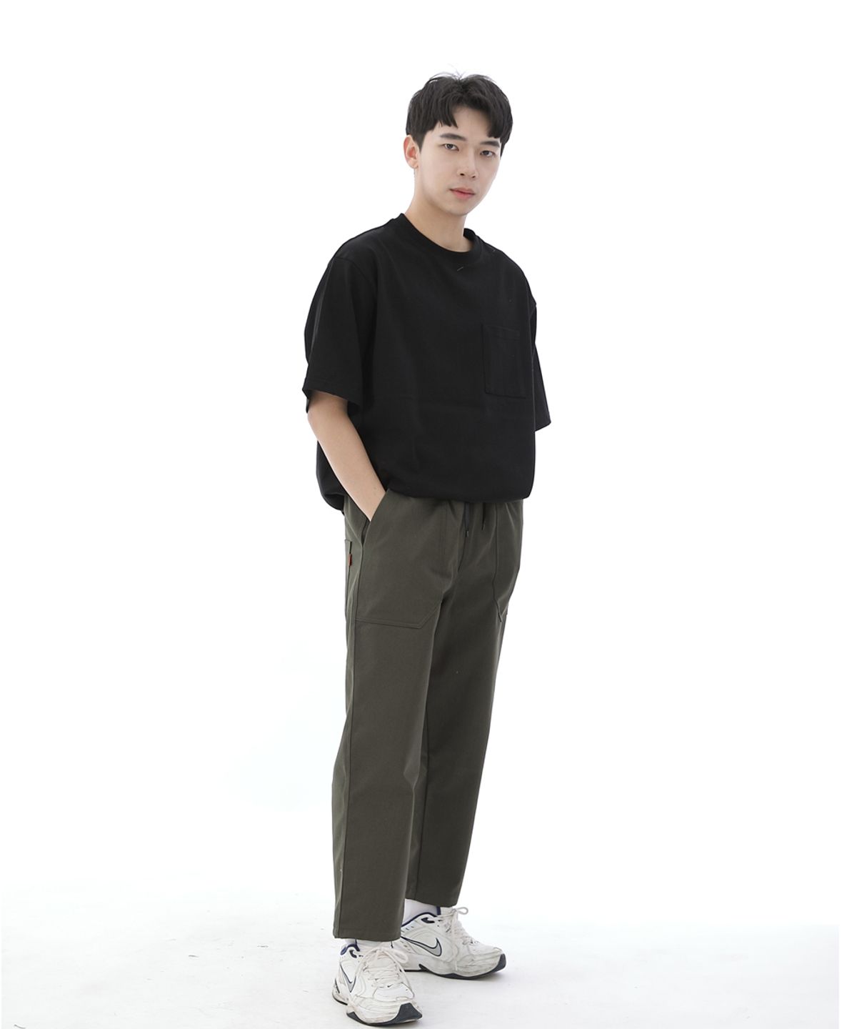세인트크루(SAINTCREW) 와이드 앵클드롭 퍼티그팬츠 WAF-319 카키