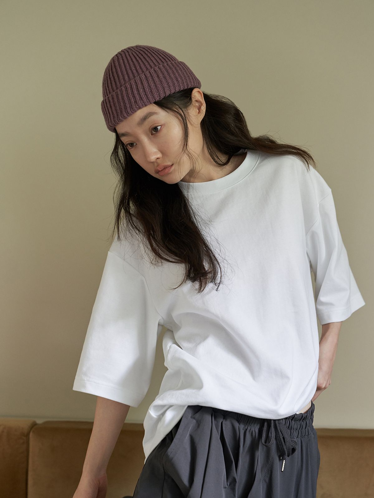 포에지담(POESIEDAME) [everydaylife] Short beanie_sandpink(unisex)
