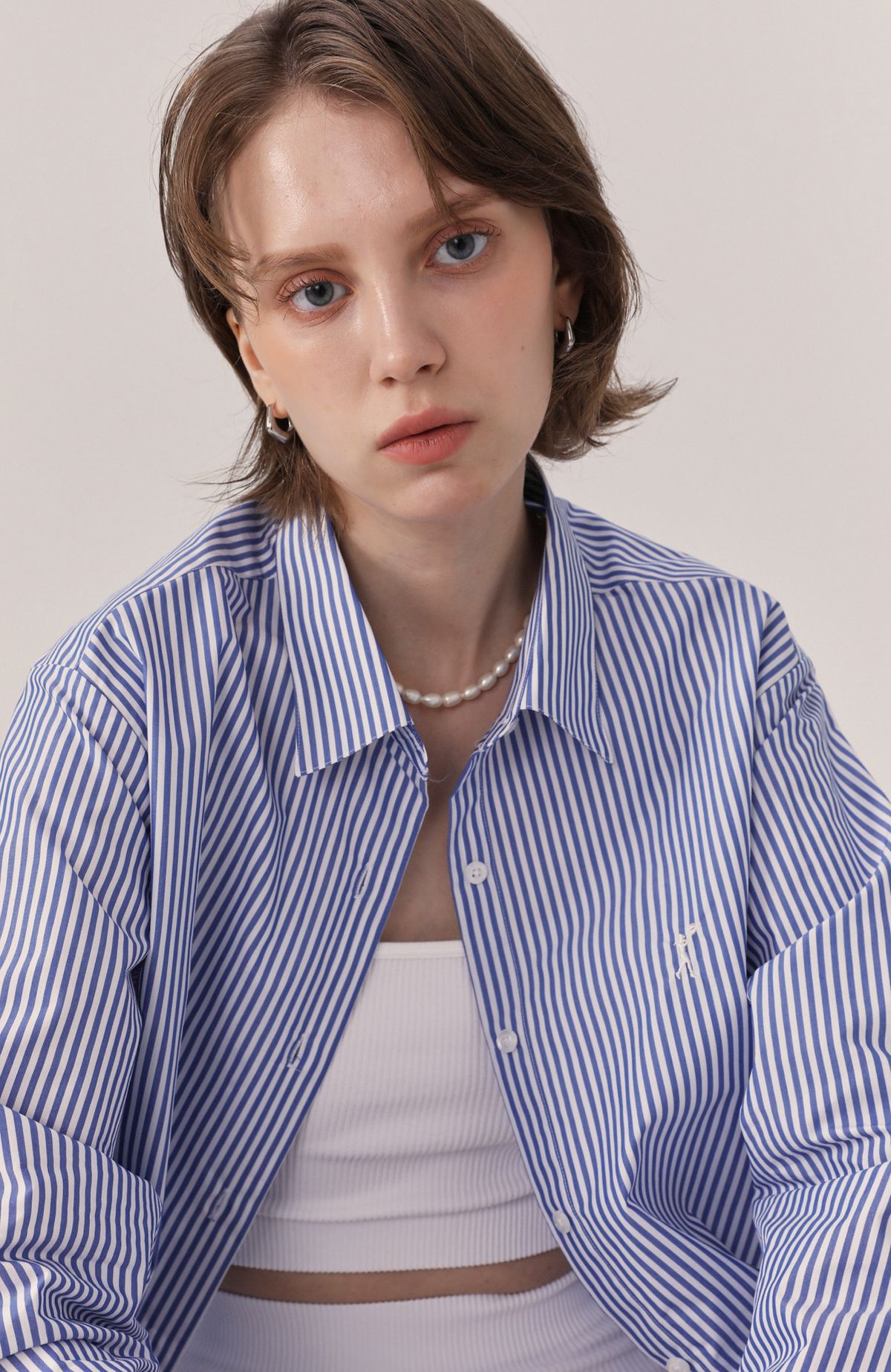 아뜨라베르(ATTRAVER) Ver stripe shirt blue [woman]