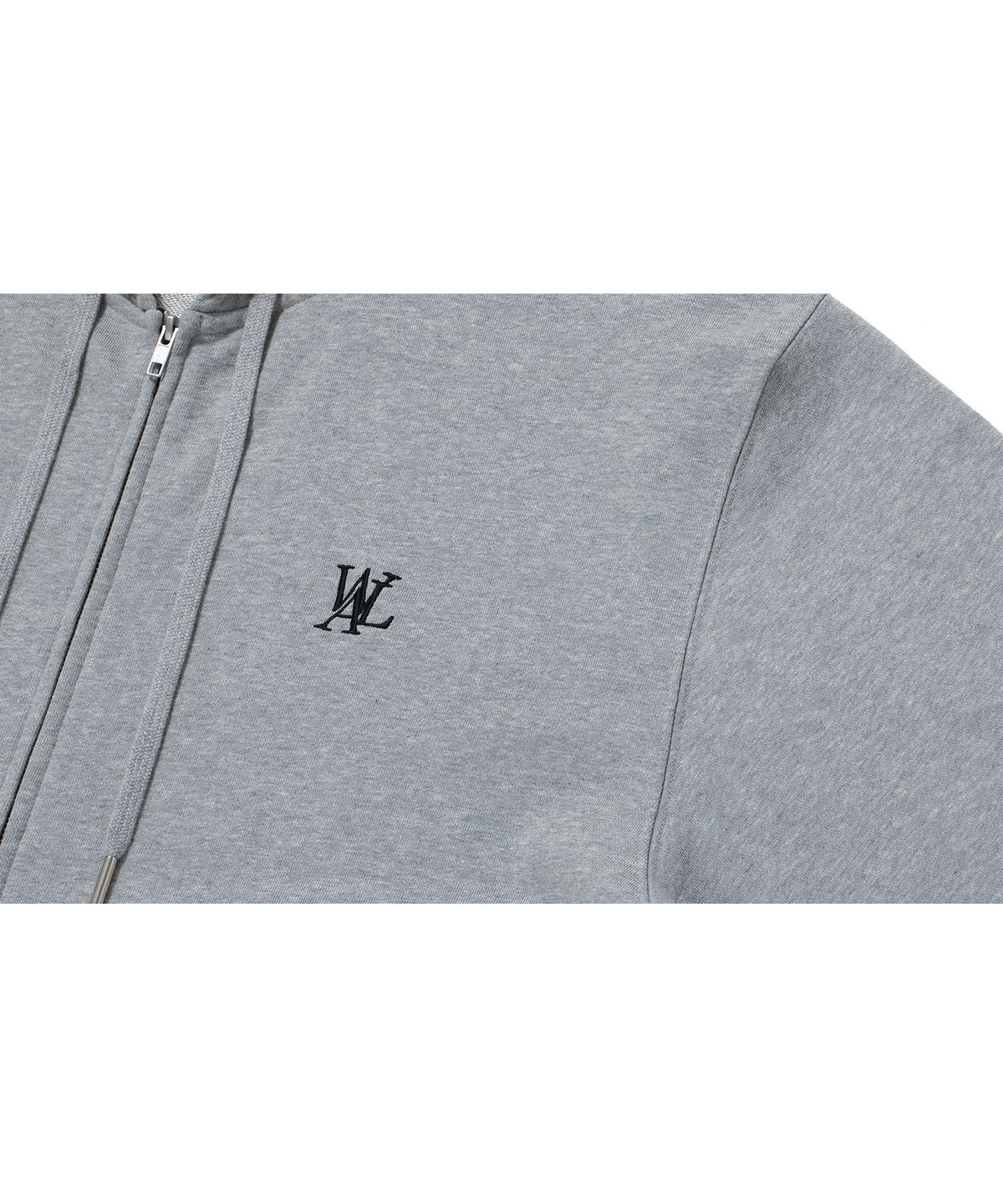 우알롱(WOOALONG) (기모)Signature hood zip-up - GREY