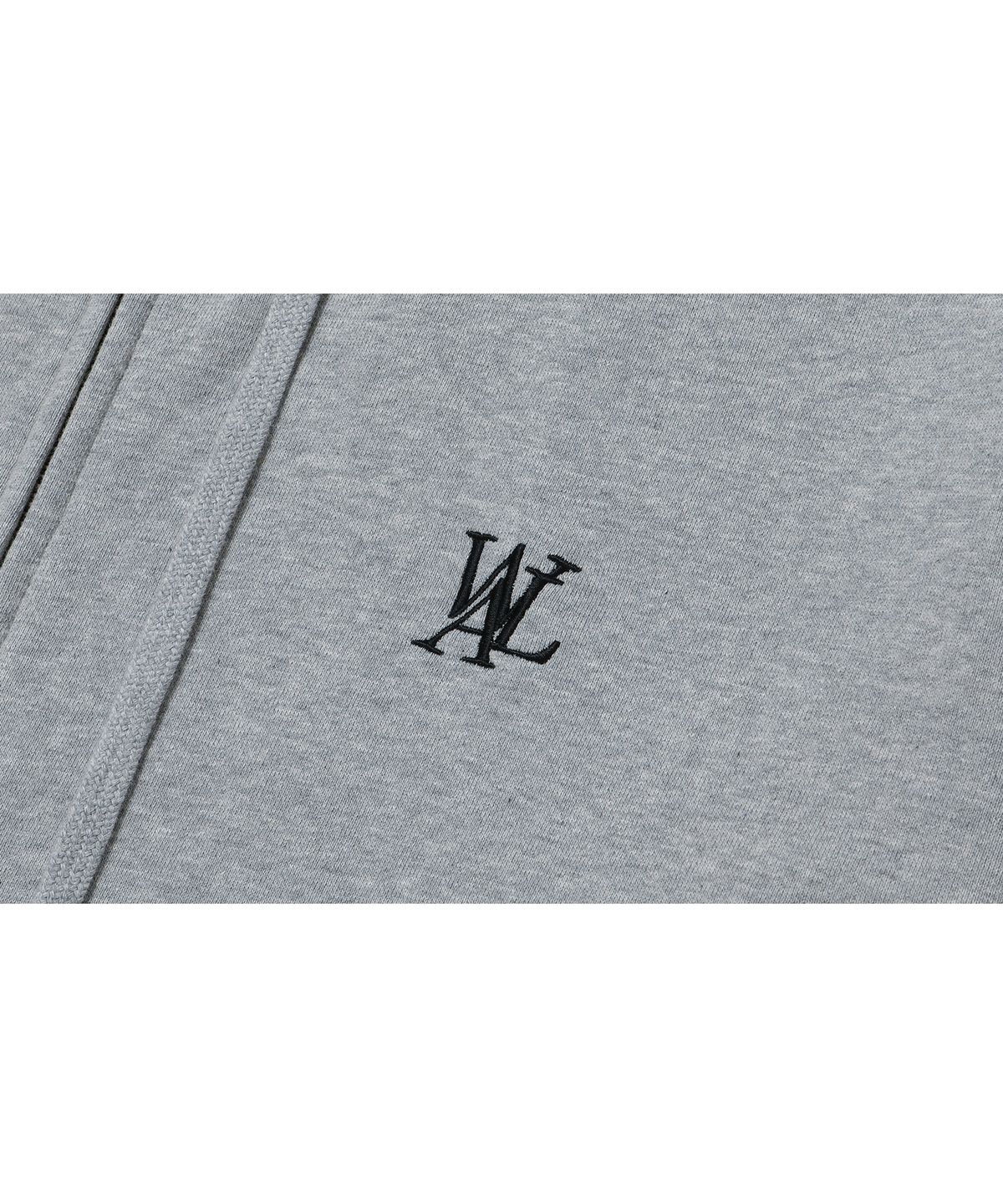 우알롱(WOOALONG) (기모)Signature hood zip-up - GREY
