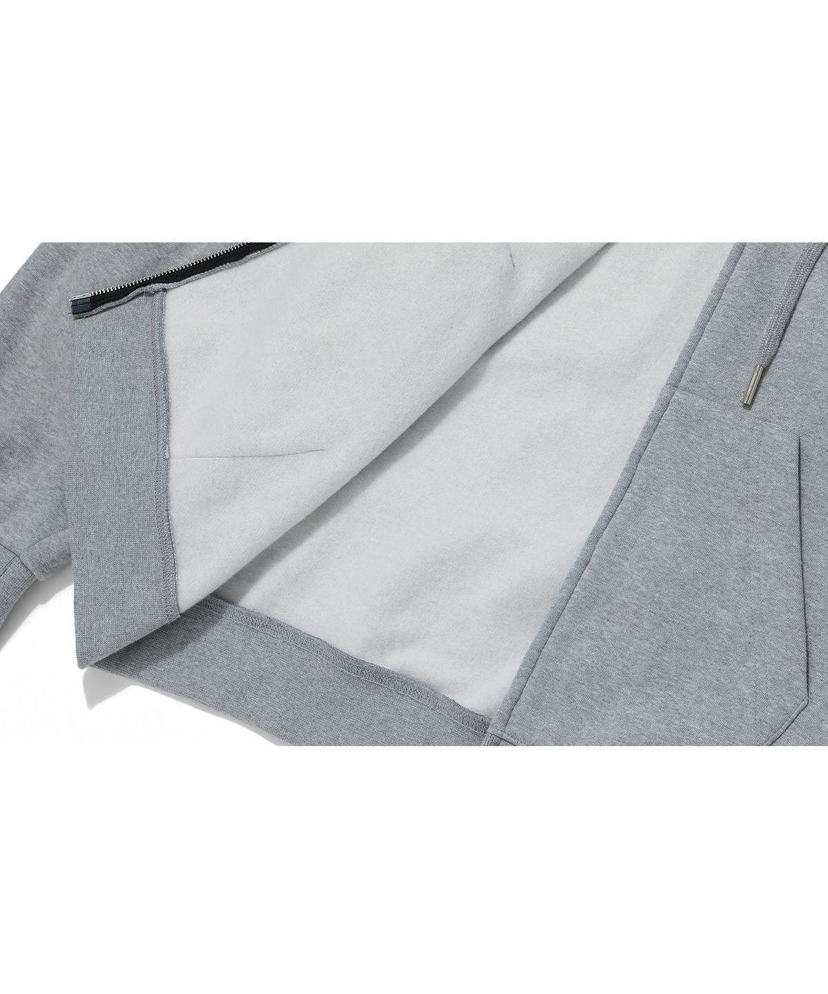 우알롱(WOOALONG) (기모)Signature hood zip-up - GREY
