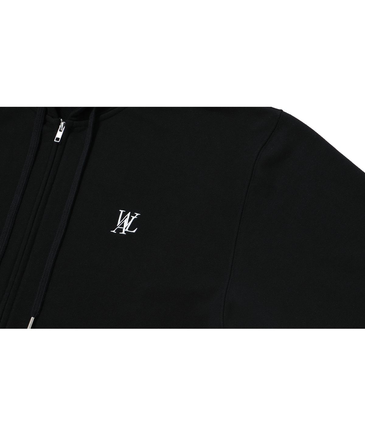 우알롱(WOOALONG) (기모)Signature hood zip-up - BLACK