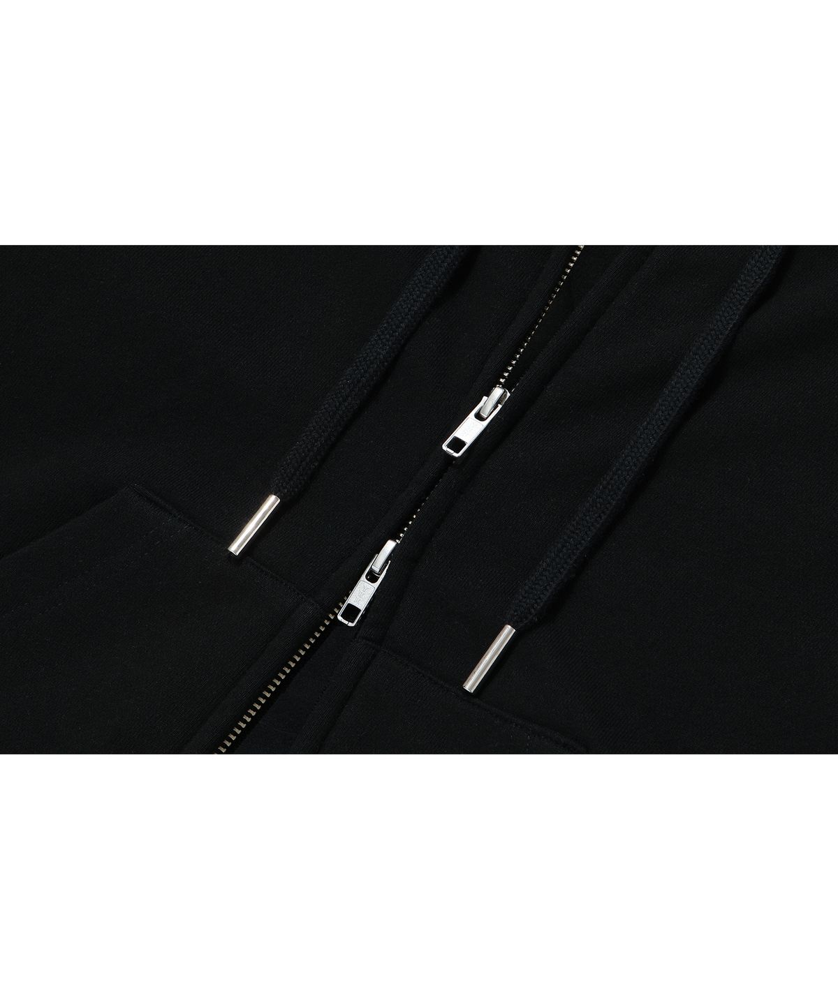 우알롱(WOOALONG) (기모)Signature hood zip-up - BLACK