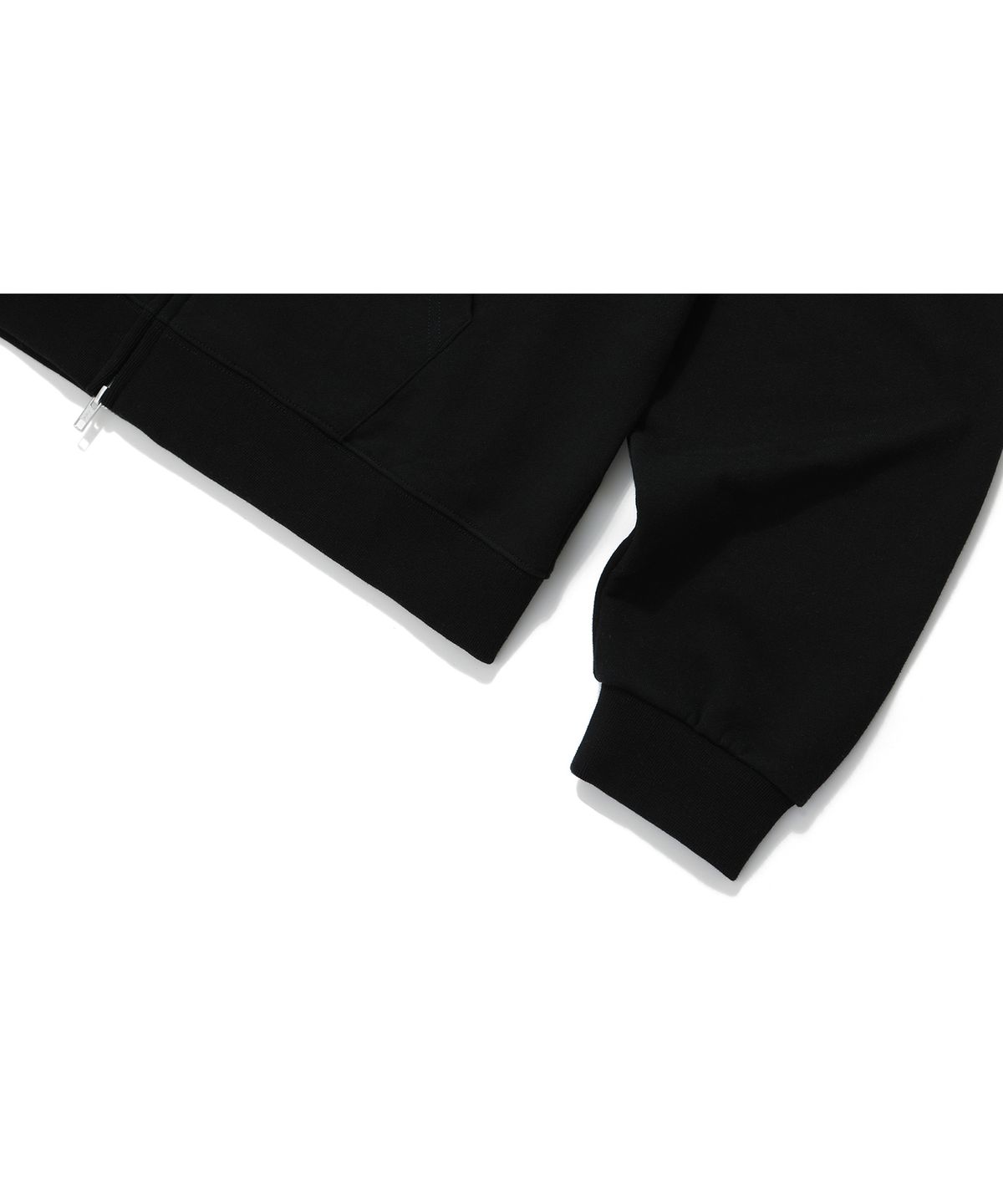 우알롱(WOOALONG) (기모)Signature hood zip-up - BLACK