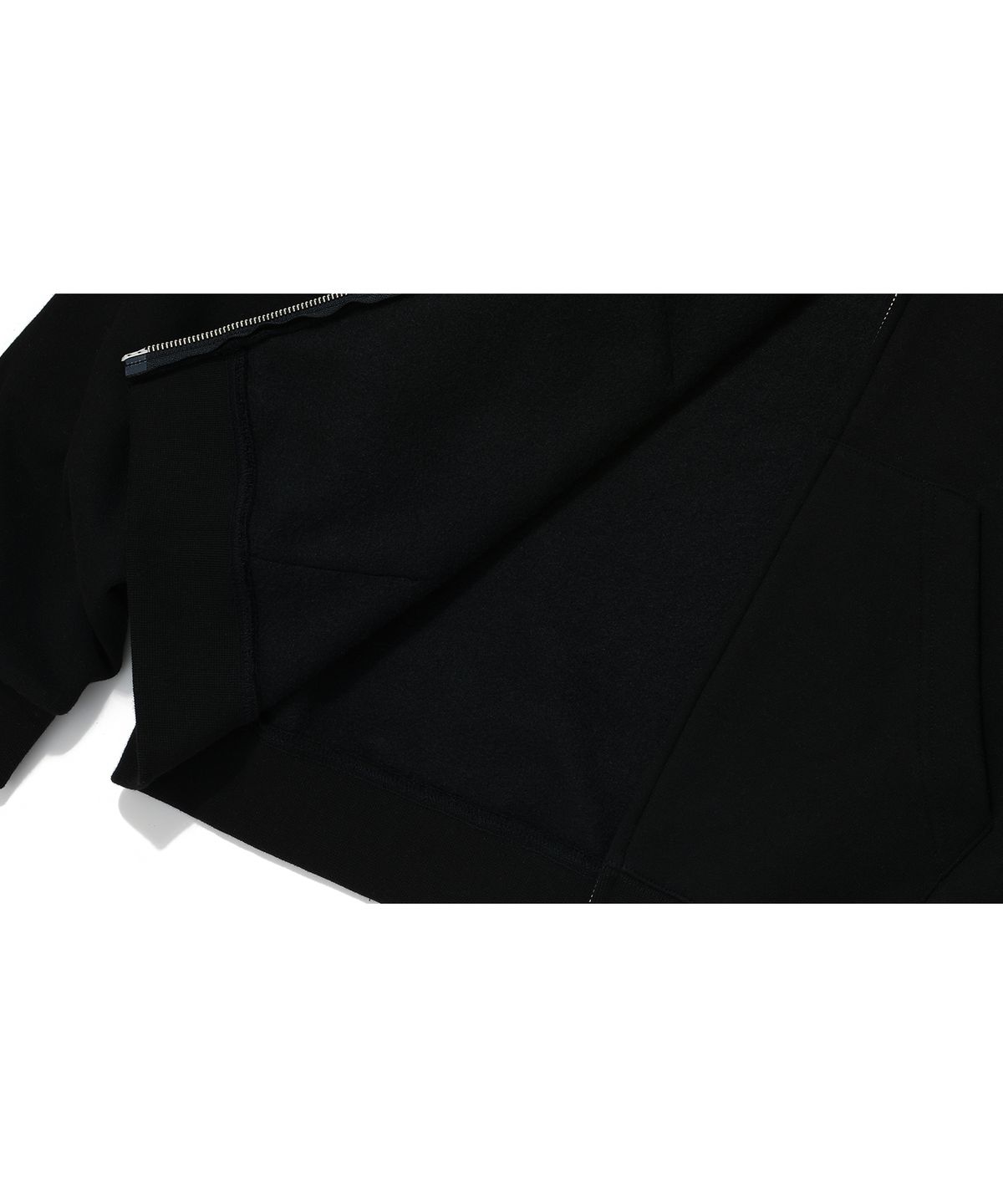 우알롱(WOOALONG) (기모)Signature hood zip-up - BLACK