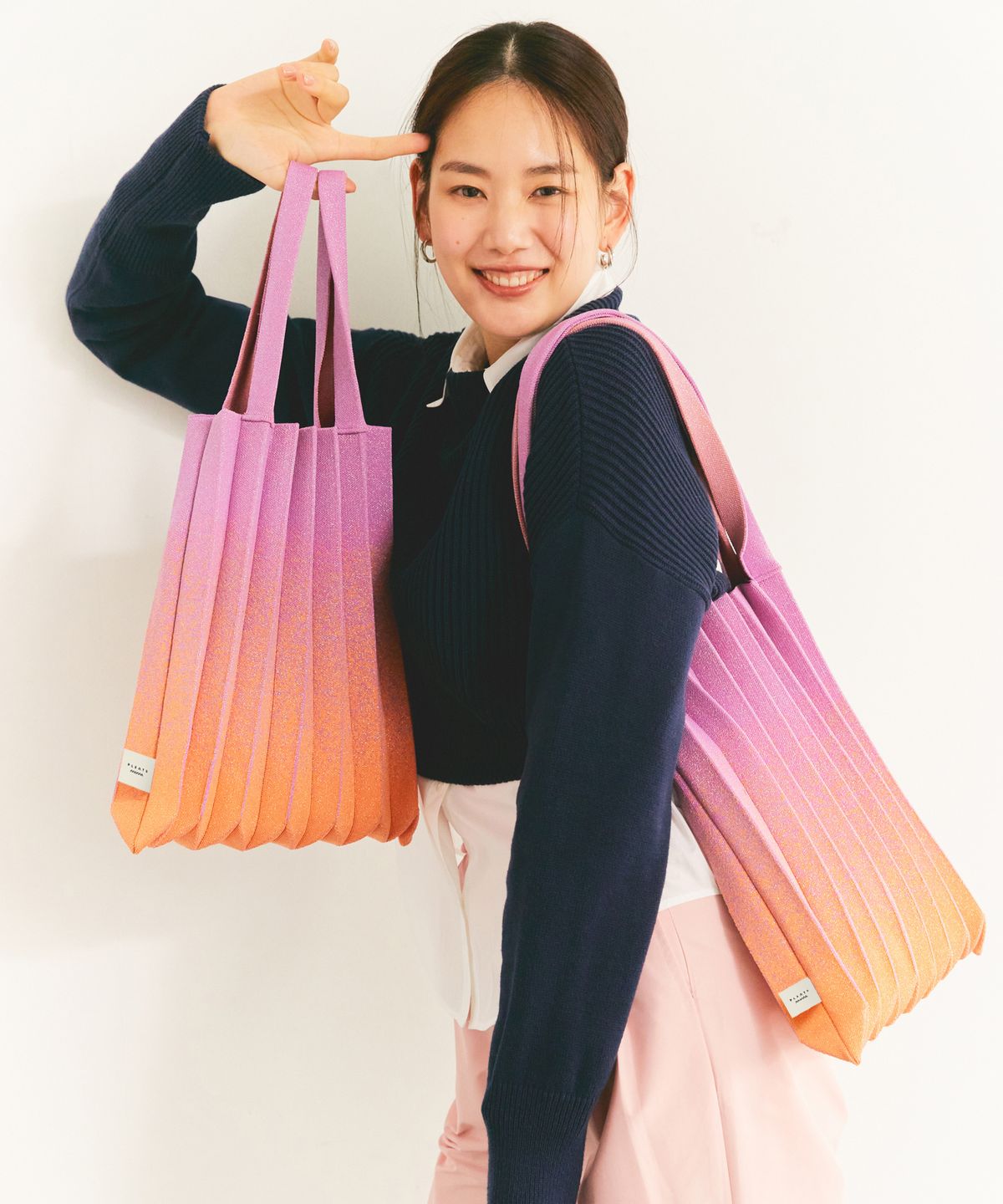 플리츠마마(PLEATSMAMA) 숄더백 글리터오렌지