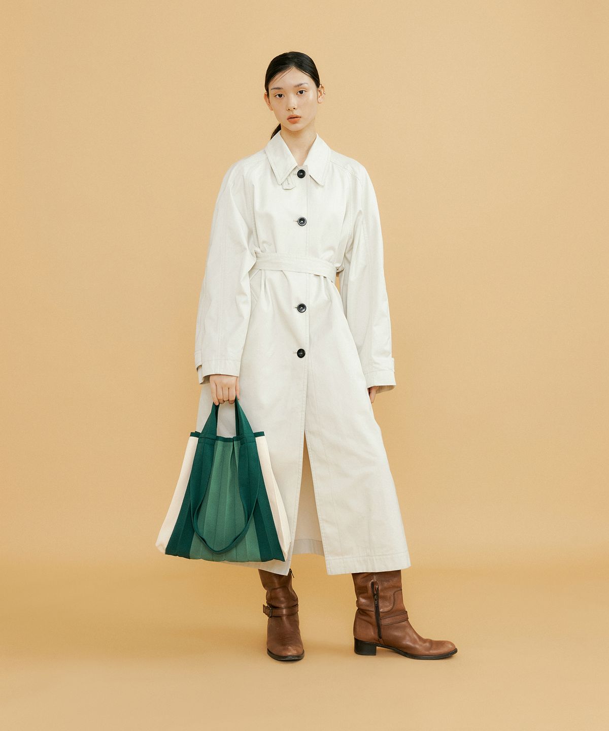 플리츠마마(PLEATSMAMA) 투웨이쇼퍼백 딥그린