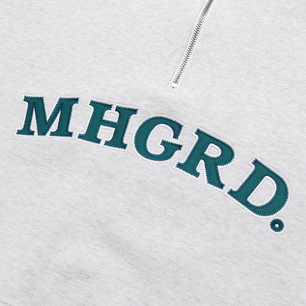 MUSINSA | MAHAGRID ARC LOGO HALF ZIP SWEATSHIRT LIGHT GREY