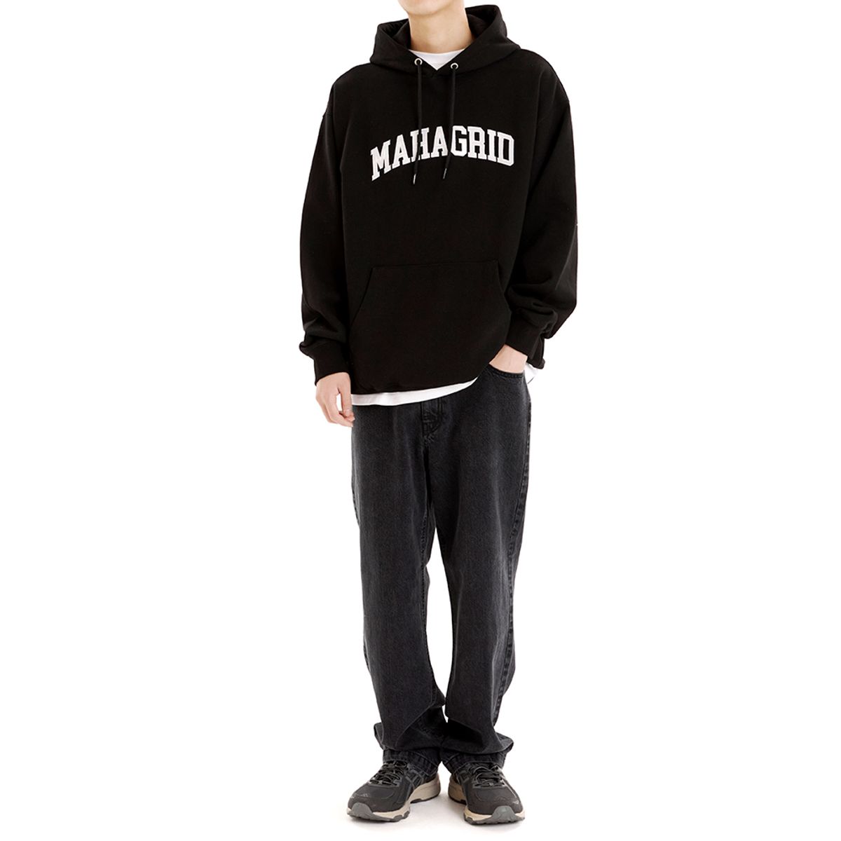 마하그리드(MAHAGRID) VARSITY LOGO HOODIE BLACK(MG2ESMM406A)
