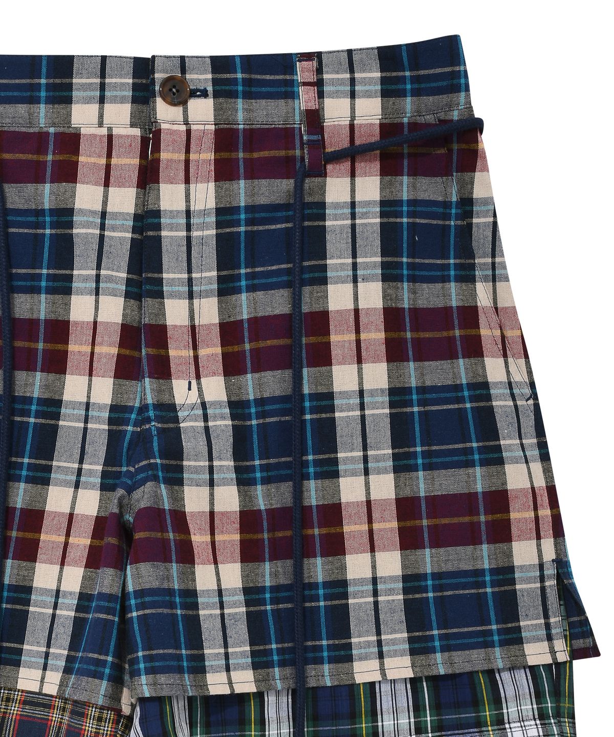 아조바이아조(AJOBYAJO) Check Mixed Shorts [Navy]