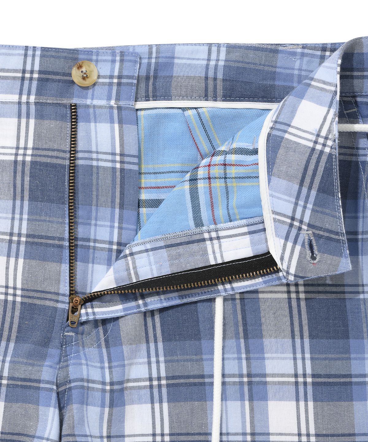 아조바이아조(AJOBYAJO) Check Mixed Shorts [Sky Blue]
