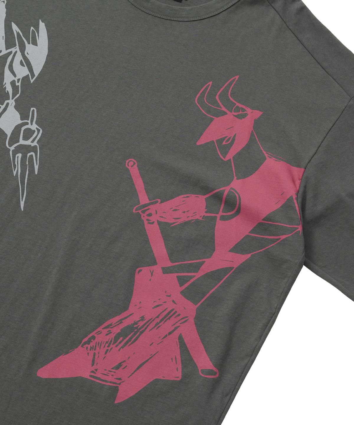 아조바이아조(AJOBYAJO) Robots Duel Oversized T-Shirt [Charcoal]