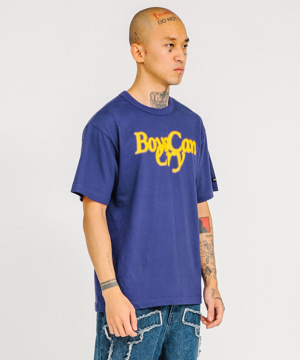 아조바이아조(AJOBYAJO) Boys Can Cry T-Shirt [Navy]