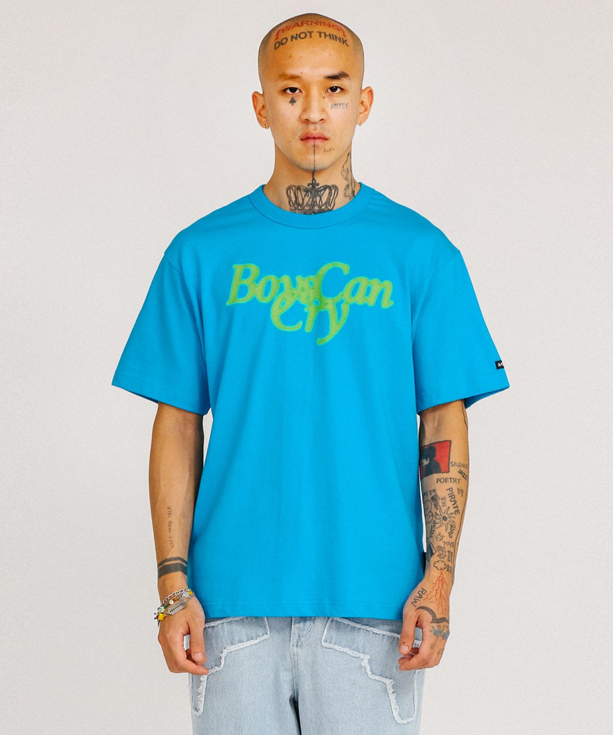 아조바이아조(AJOBYAJO) Boys Can Cry T-Shirt [Blue]