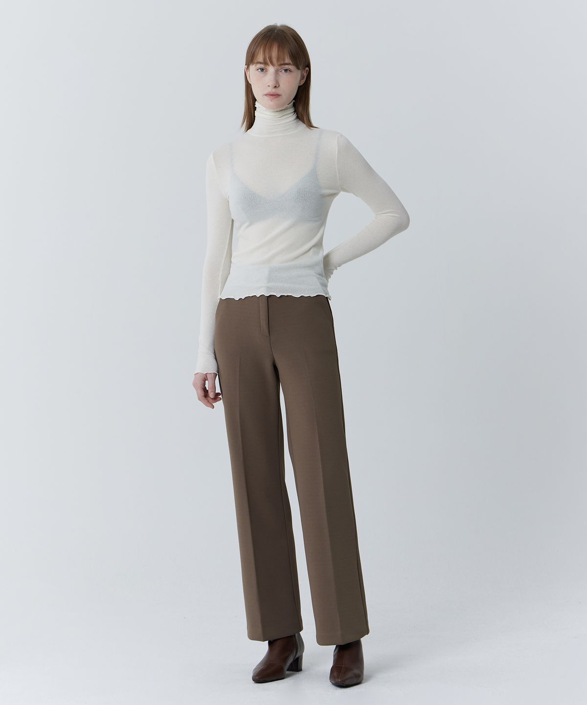 줄리아페페(JULIAPEPE) Semi Wide Hidden Banding Slacks (3 Colours)