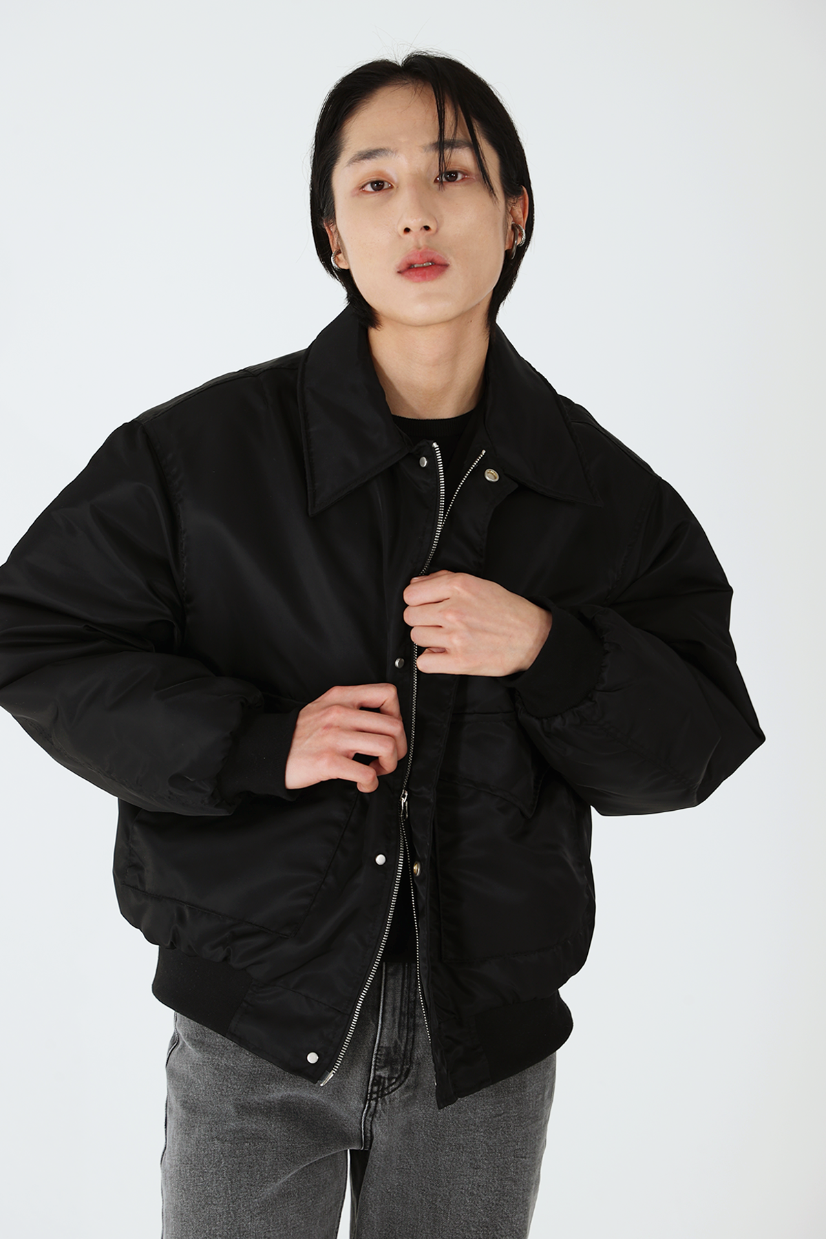 디메이든(DEMADEN) 카라넥 투웨이 MA1 자켓 블랙
