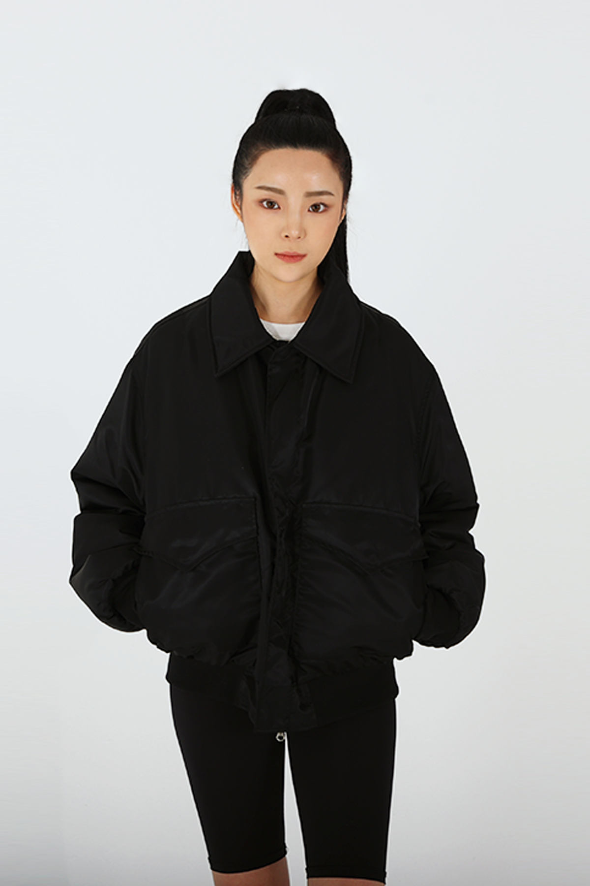 디메이든(DEMADEN) 카라넥 투웨이 MA1 자켓 블랙