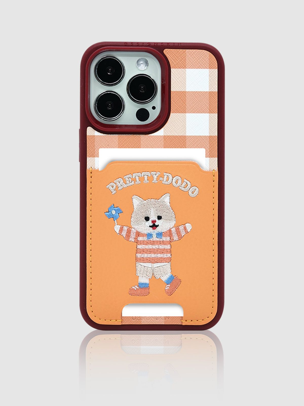 디자인스킨(DESIGNSKIN) 자수 피크닉 카드수납 케이스_코랄 도도