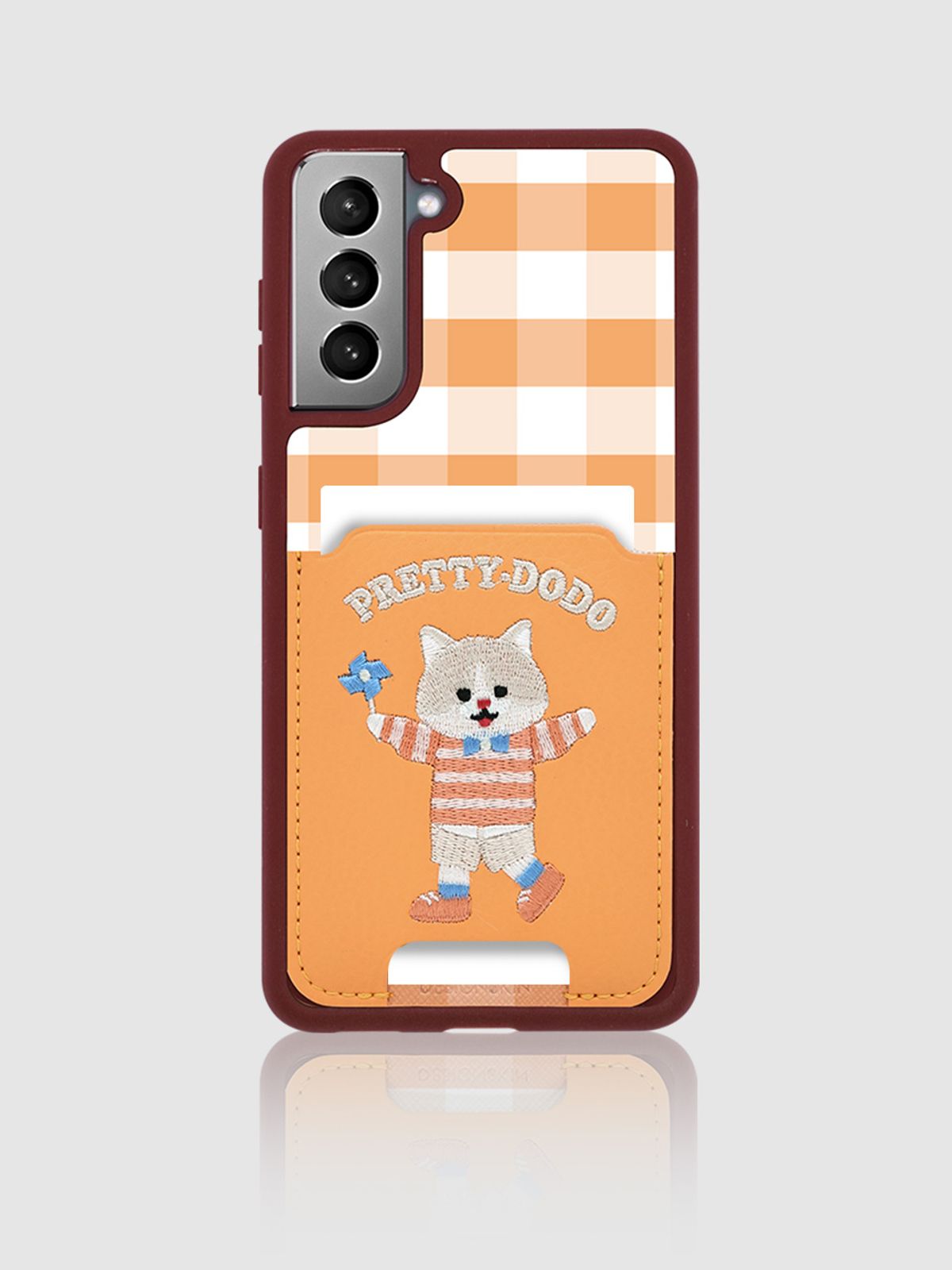 디자인스킨(DESIGNSKIN) 자수 피크닉 카드수납 케이스_코랄 도도