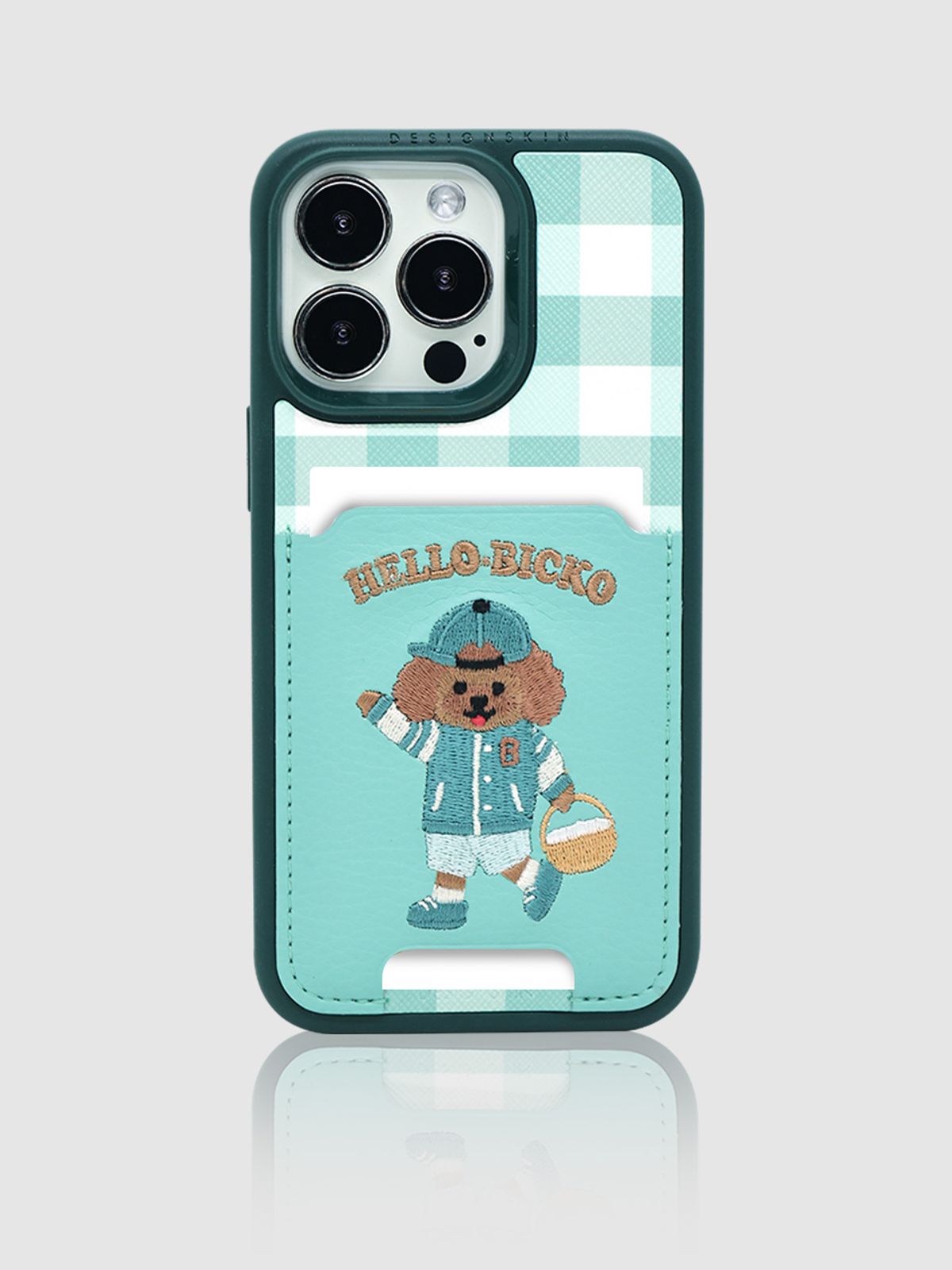 디자인스킨(DESIGNSKIN) 자수 피크닉 카드수납 케이스_그린 비코