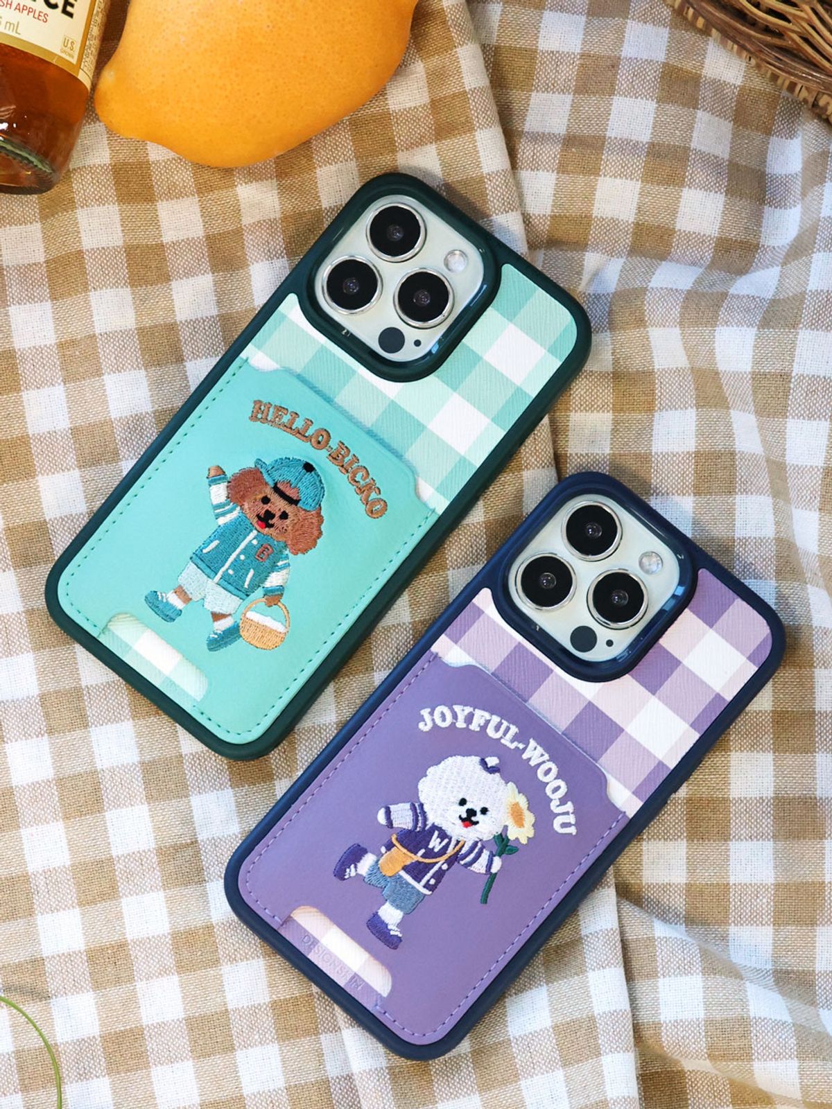 디자인스킨(DESIGNSKIN) 자수 피크닉 카드수납 케이스_그린 비코