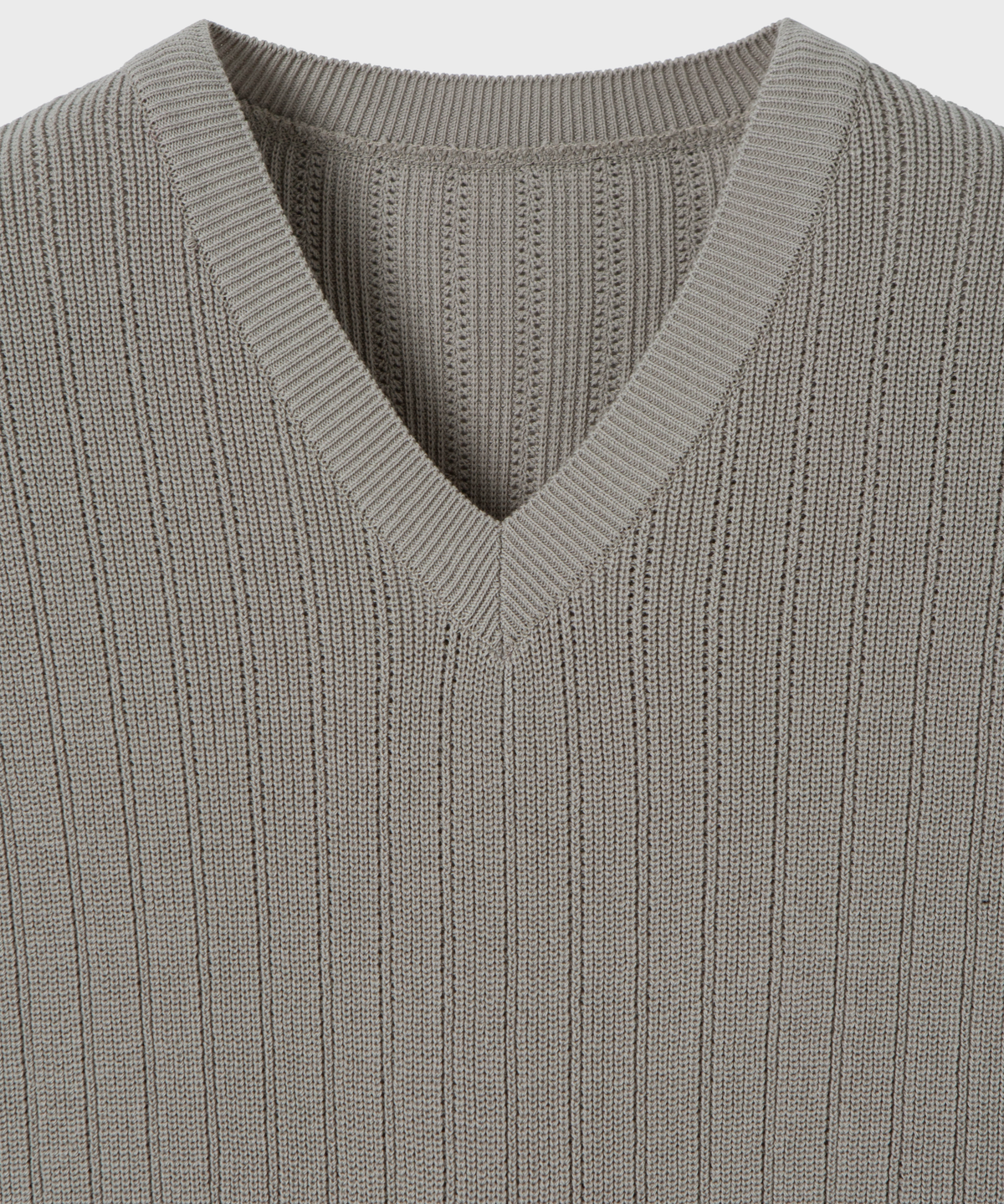 넌블랭크(NONBLANK) 펀칭 니트 베스트_ASH KHAKI