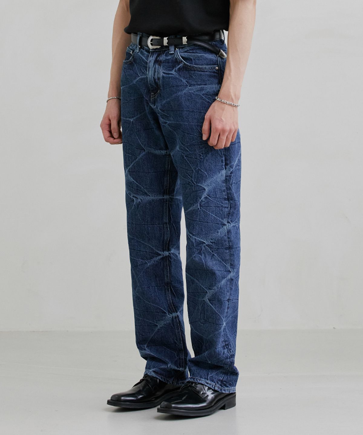 브랜디드(BRANDED) 51028 KURABO INDIGO MARBLE JEANS [WIDE STRAIGHT]
