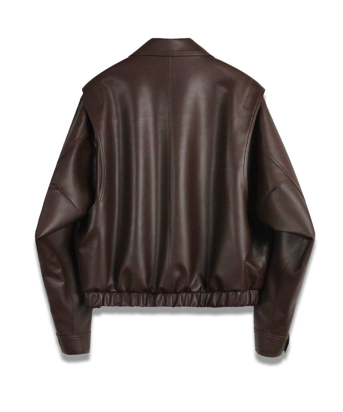 도프셉(DOFFSEPT) FAUX Leather Crop Bomber in Brown