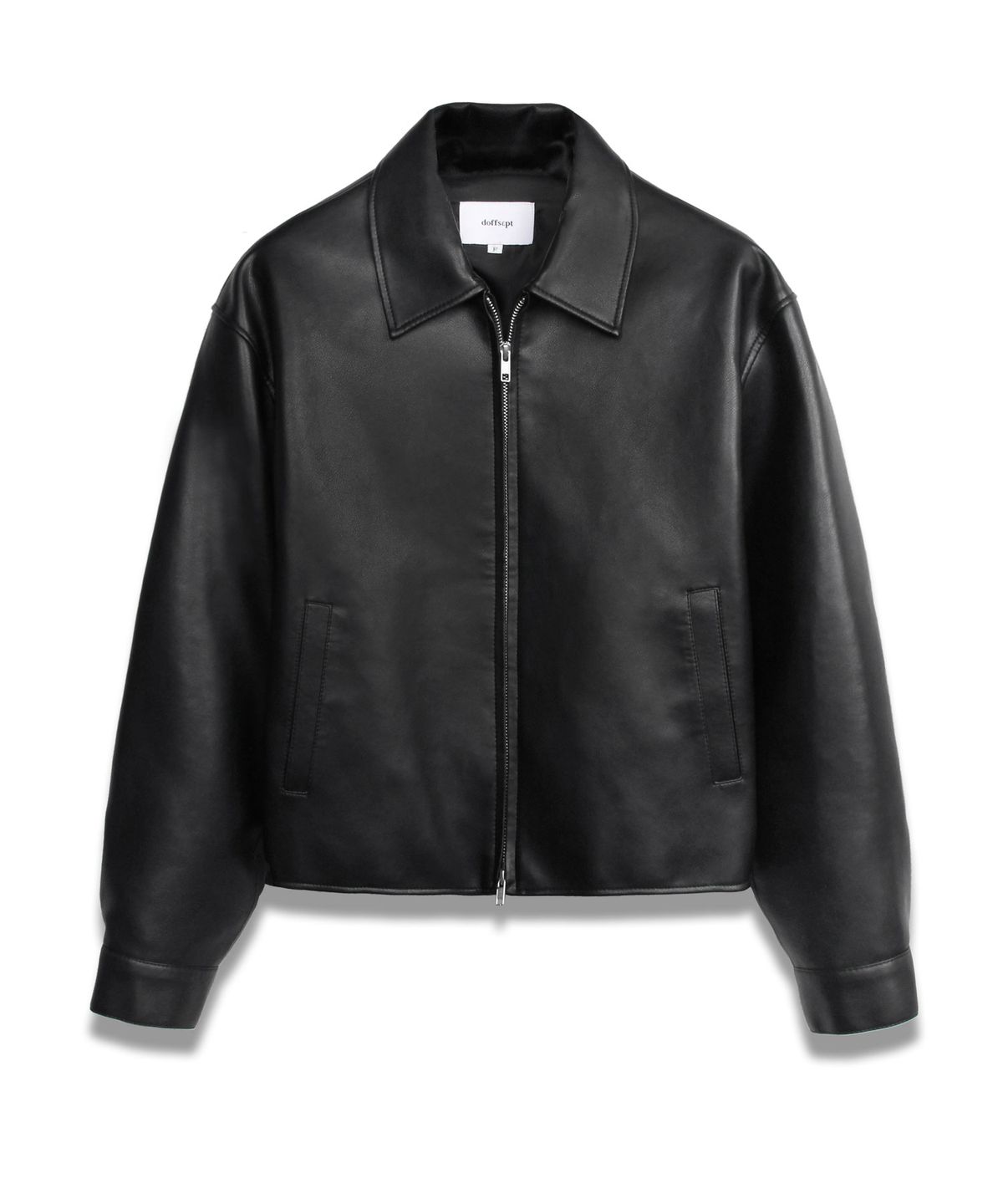 도프셉(DOFFSEPT) FAUX Leather Crop Single in Black