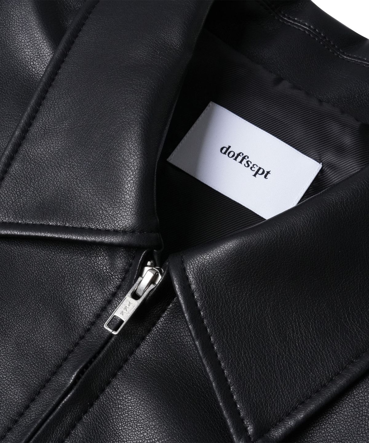 도프셉(DOFFSEPT) FAUX Leather Crop Single in Black