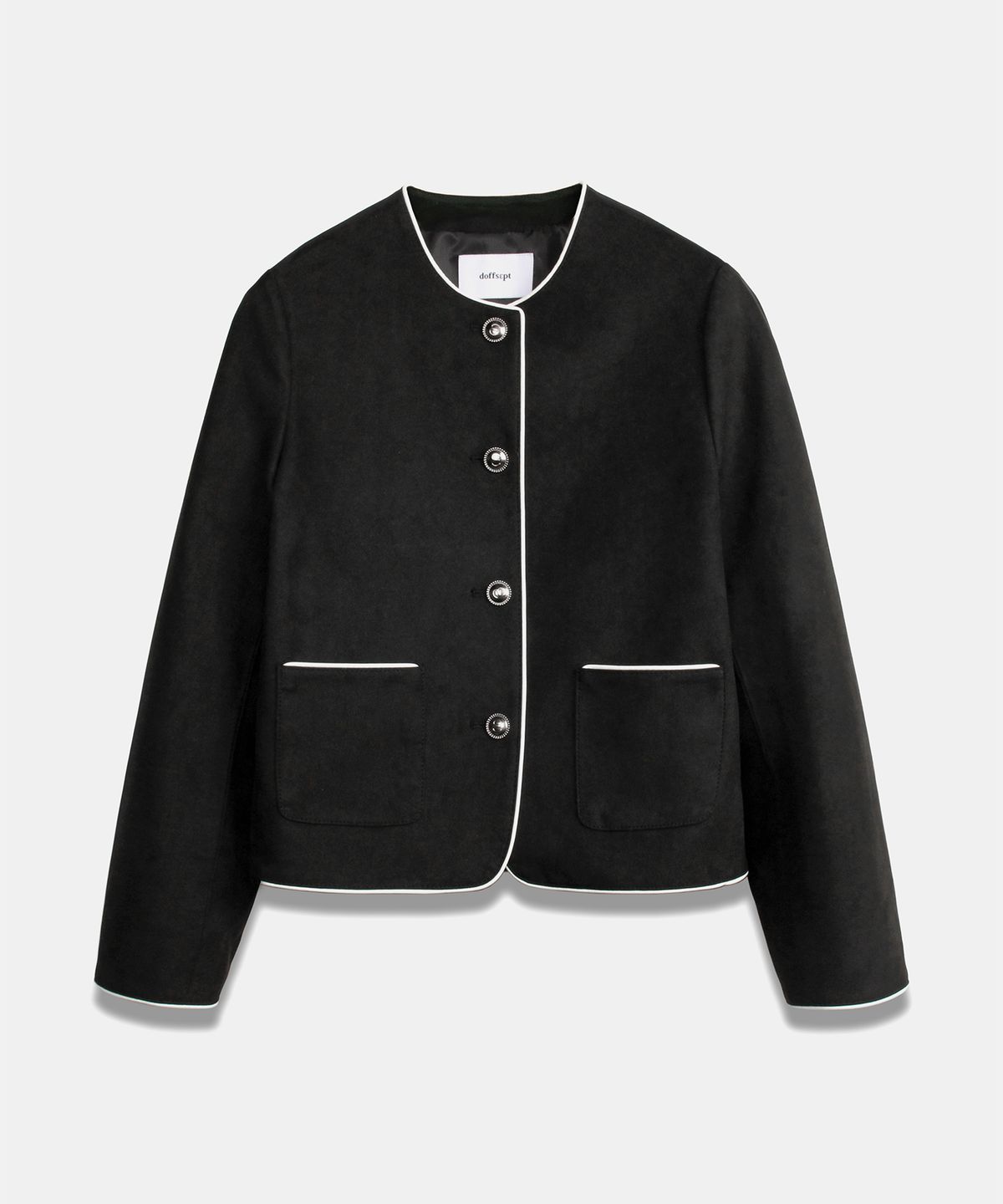 도프셉(DOFFSEPT) Suede Crop Classic Jacket in Black