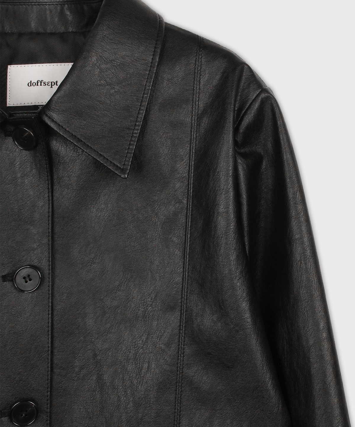 도프셉(DOFFSEPT) FAUX Leather Two Pocket Jacket in Black
