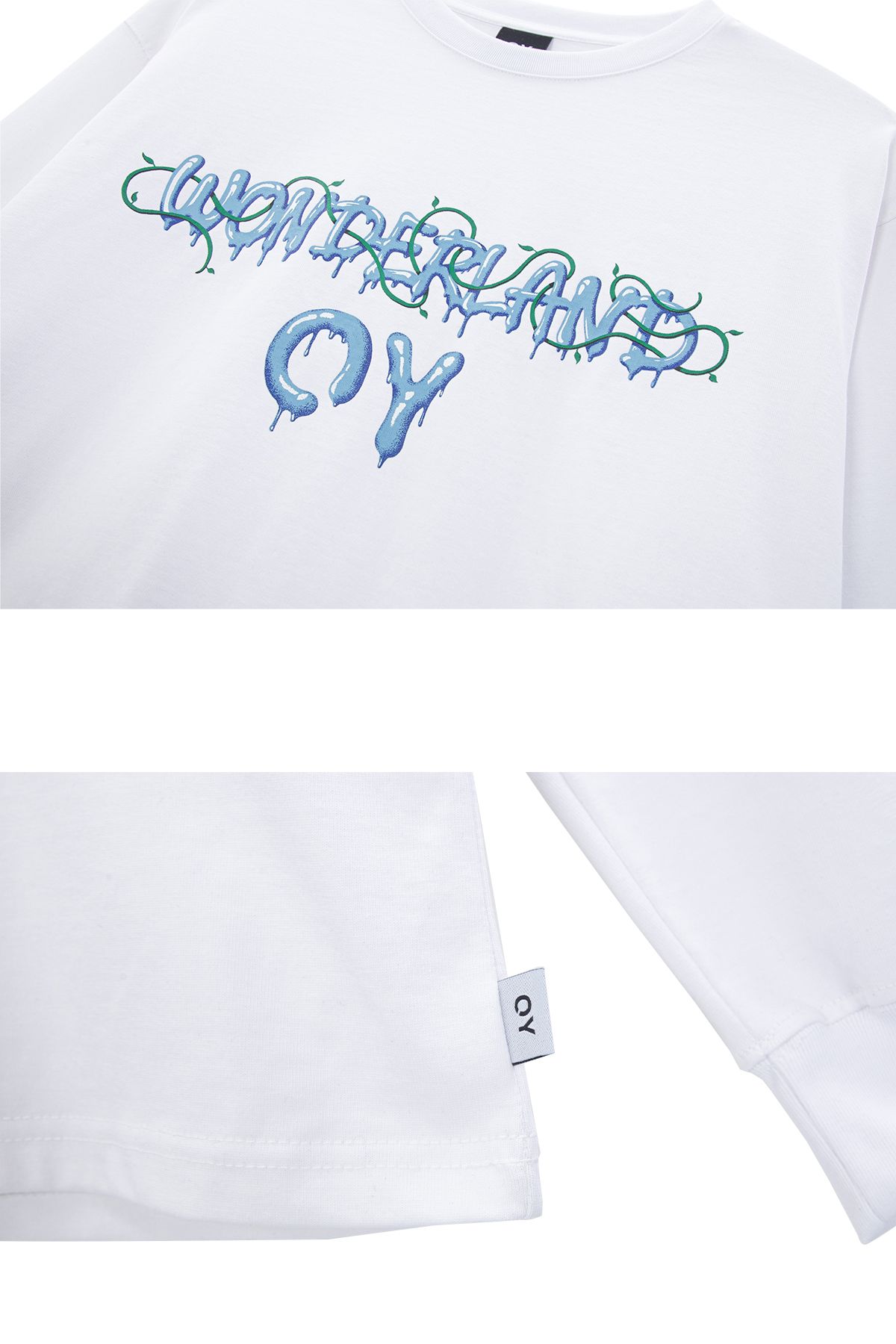 오픈야드(오와이)(OPENYARD(OY)) 바인 멜팅 로고 롱 슬리브-화이트