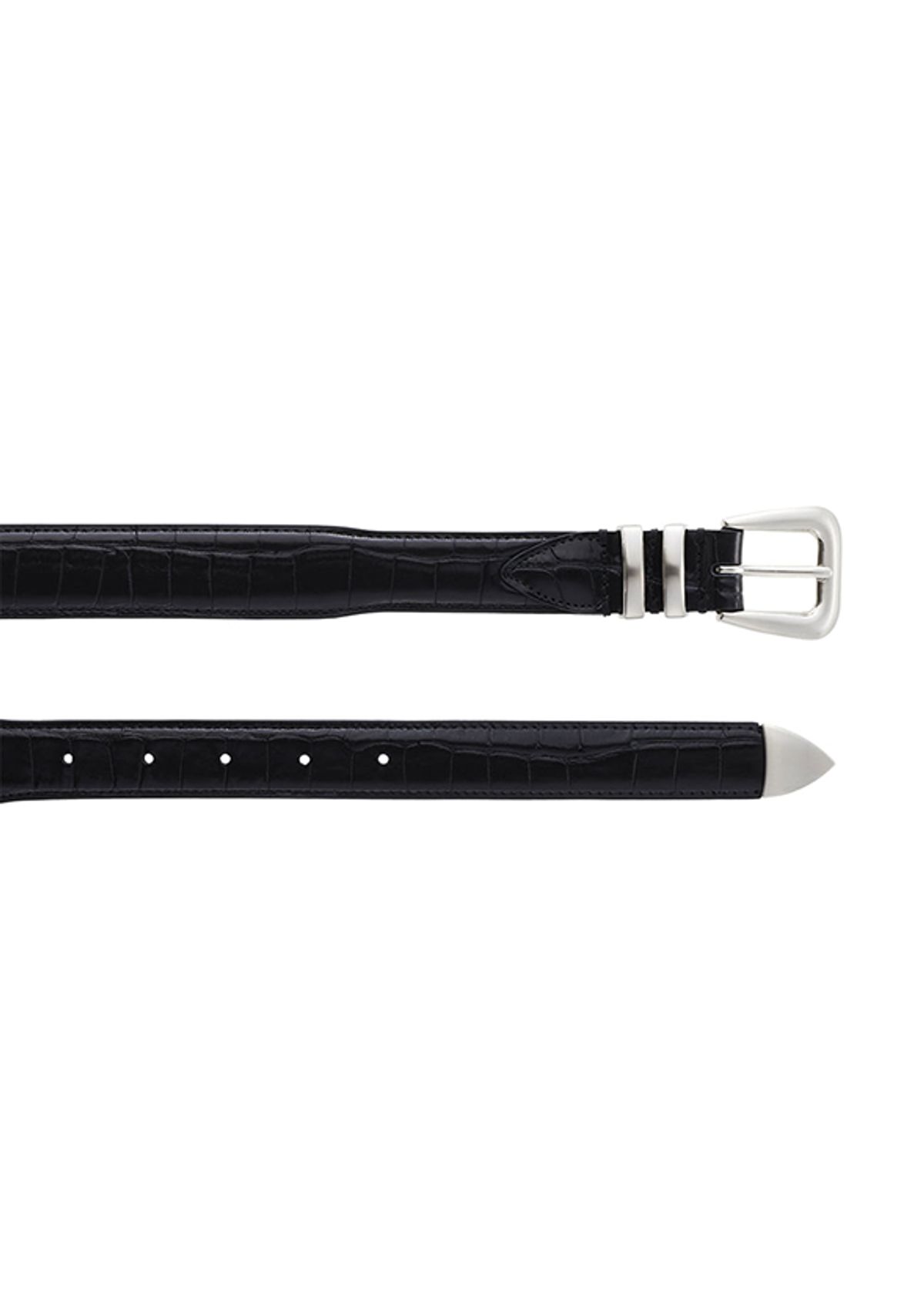 세비지(SAVAGE) 110 Leather Belt - Black(Crocodile-Embossed)