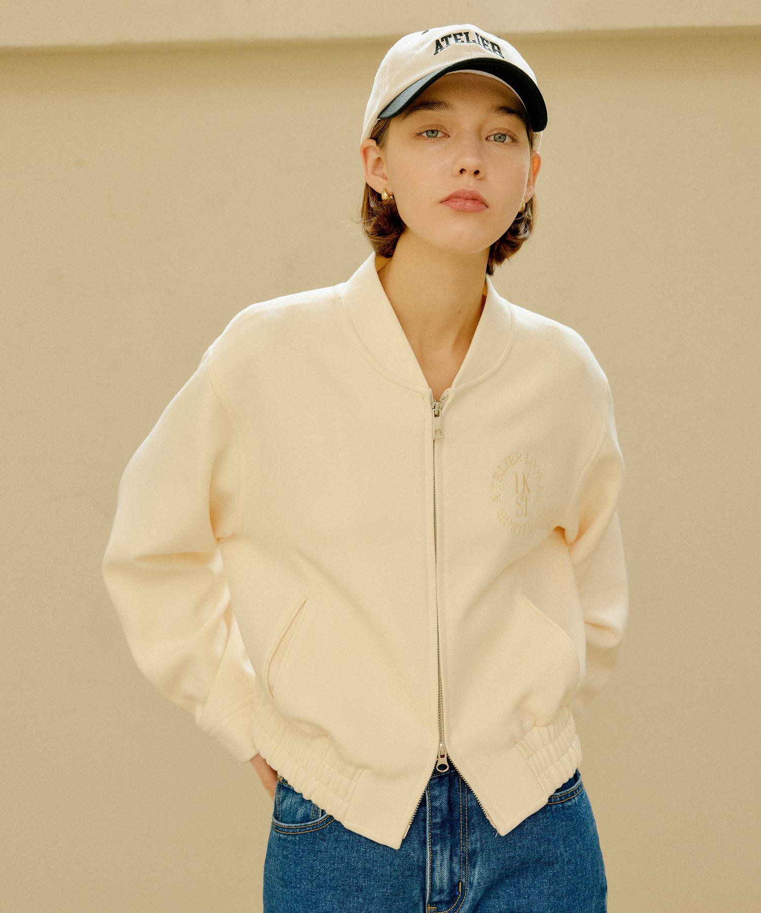 MUSINSA公式 | LOOKAST アイボリーアトリエ刺繍ボールキャップ / IVORY