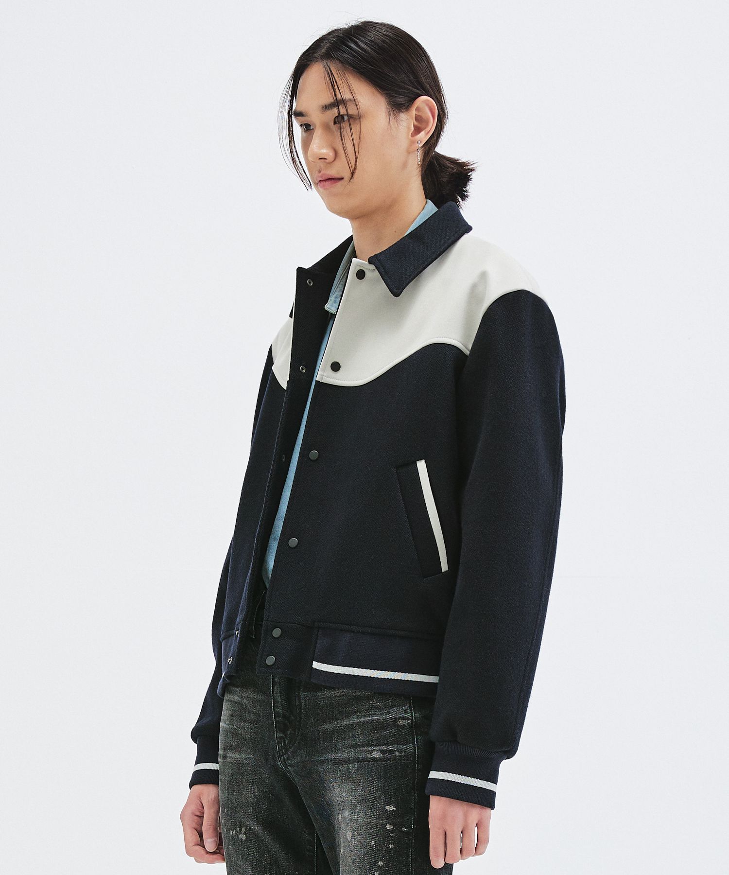 LMOOD バーシティジャケット MUSINSA公式 | LMOOD Contemporary Varsity Jacket Black