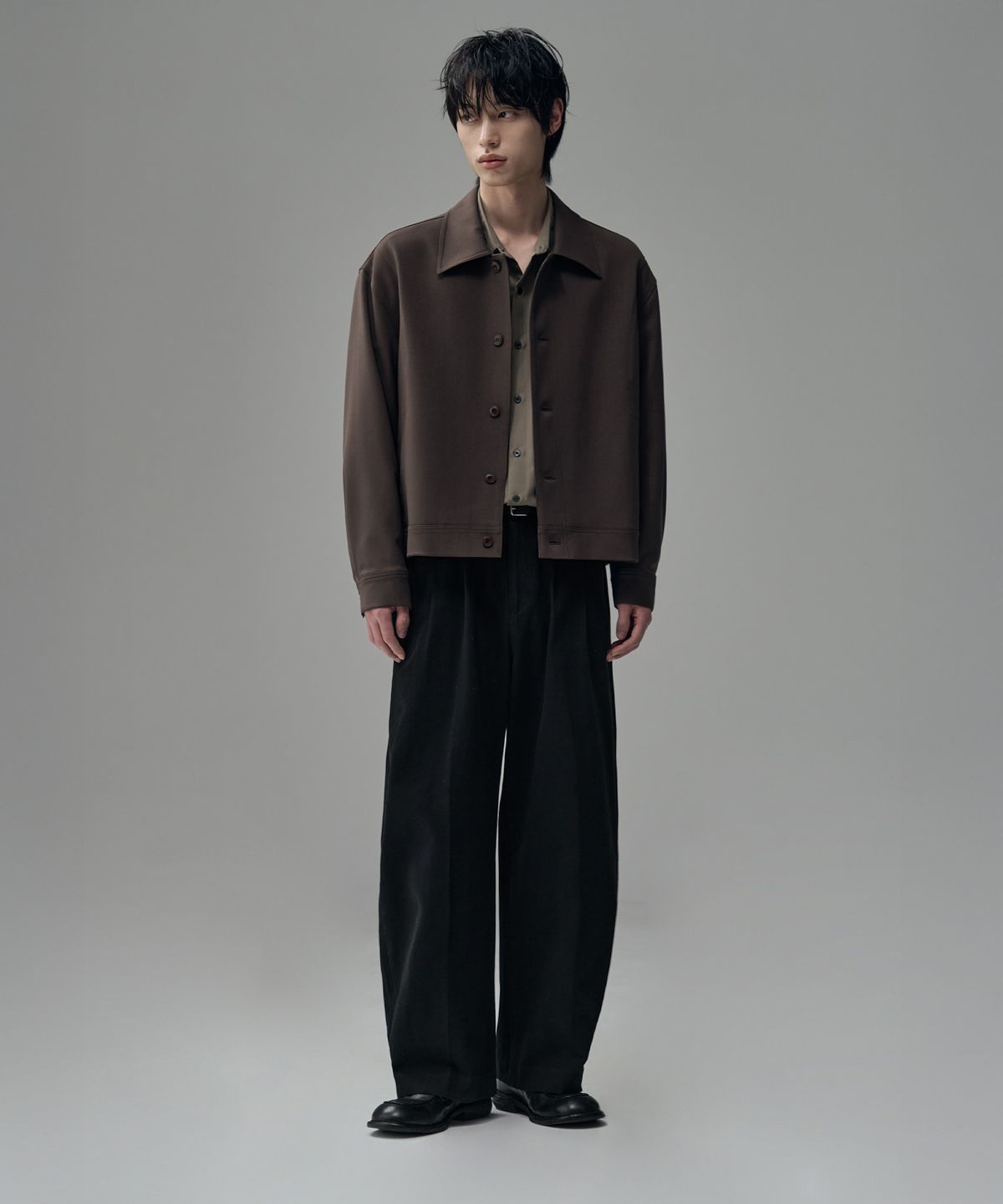 드로우핏(DRAW FIT) 도브 울 미니멀 라인 자켓 [DARK BROWN]