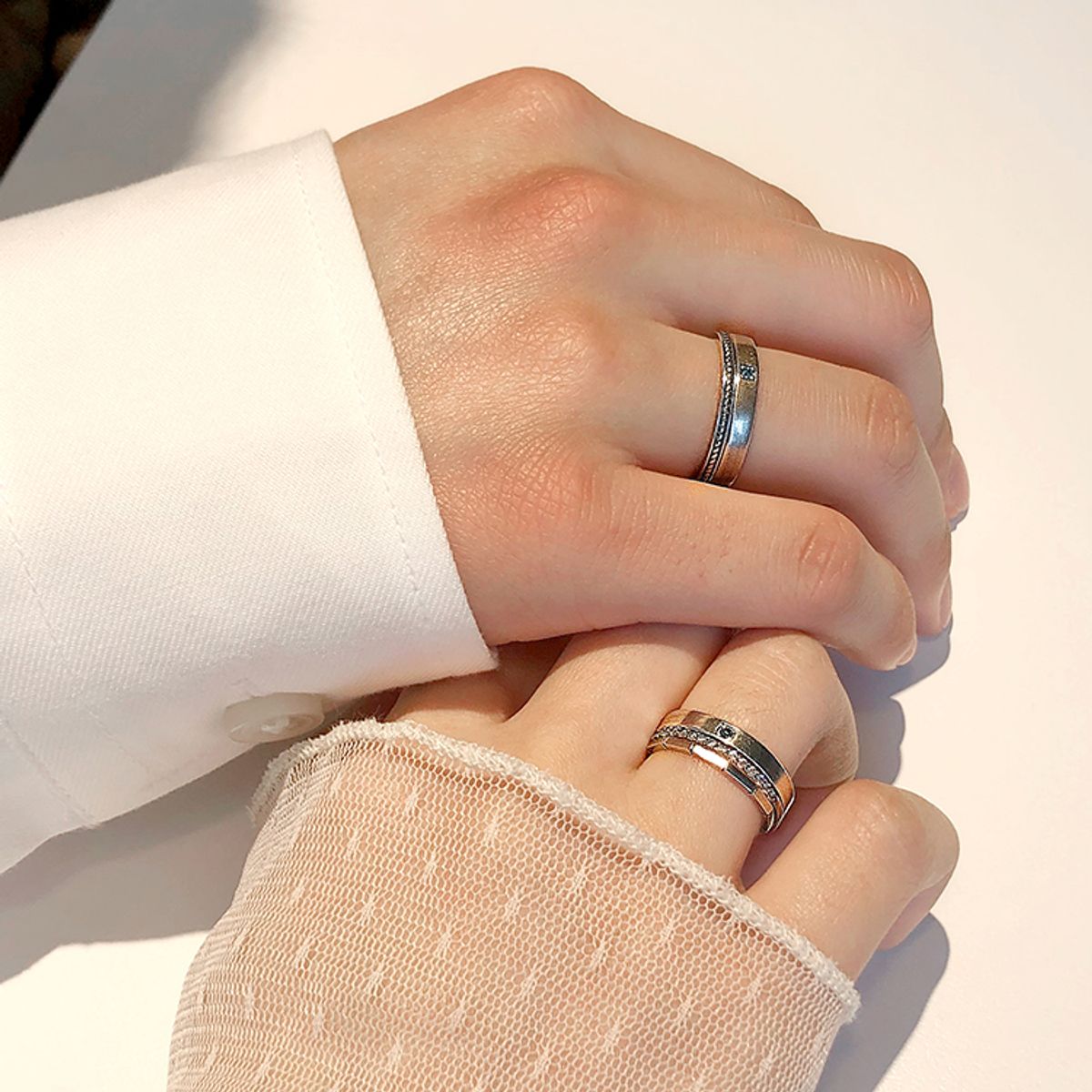 47베이지(47BAG) 925 Silver vinculo Diamond Couple Ring/ 빈끌로