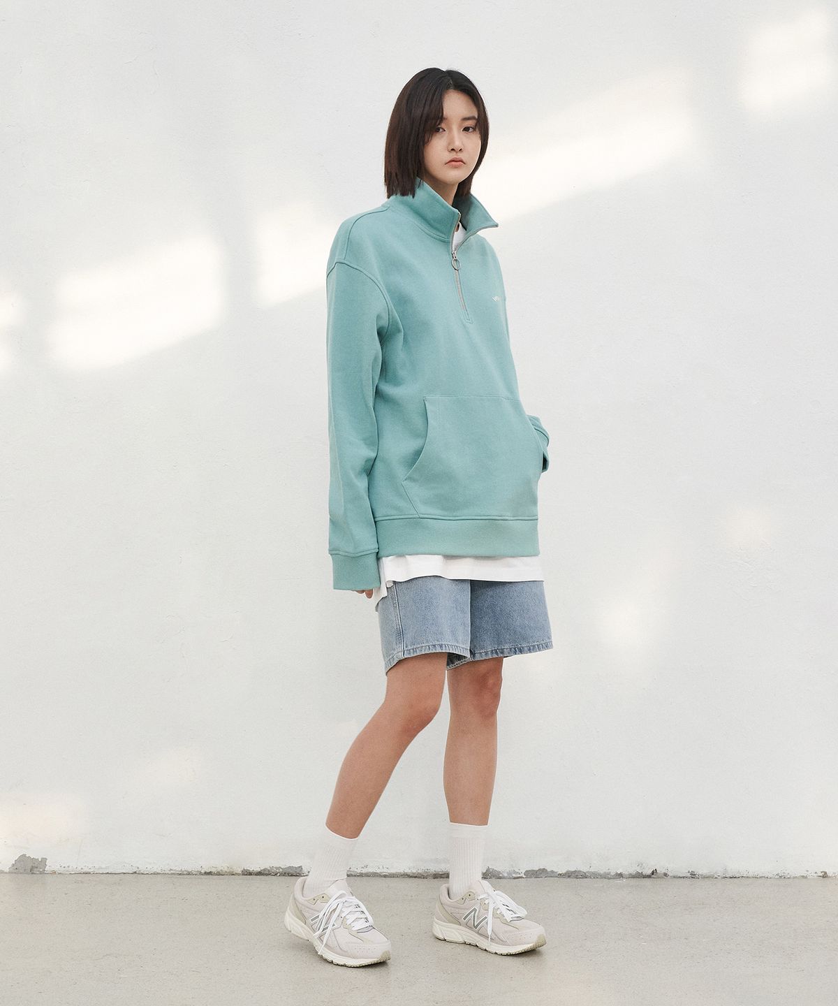 베이직하우스(BASIC HOUSE) 남녀공용 쭈리반오픈티셔츠 민트 LWTS2101
