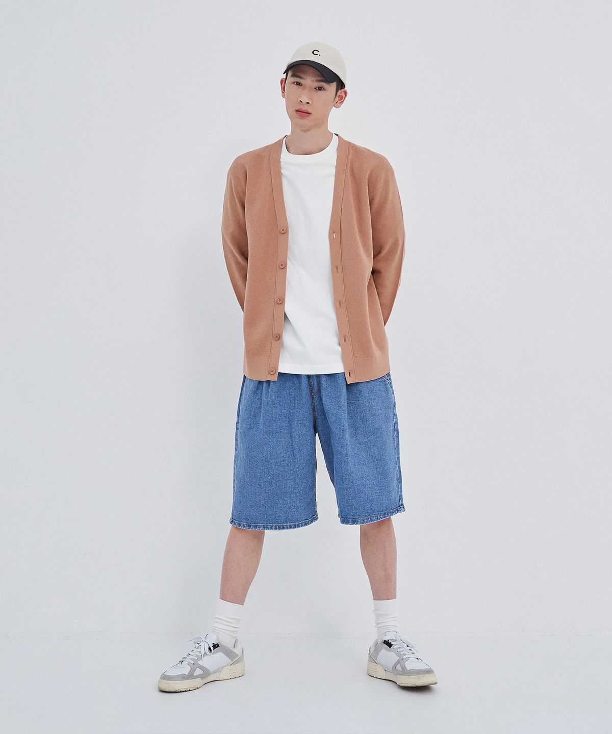 베이직하우스(BASIC HOUSE) UNI 수피마 세미오버핏 가디건 오렌지 LWCD2101