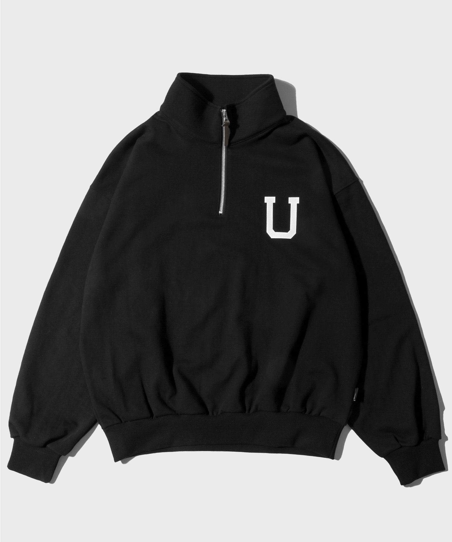 MUSINSA | URBANSTOFF U LOGO HALF ZIP SWEATSHIRT (BLACK)