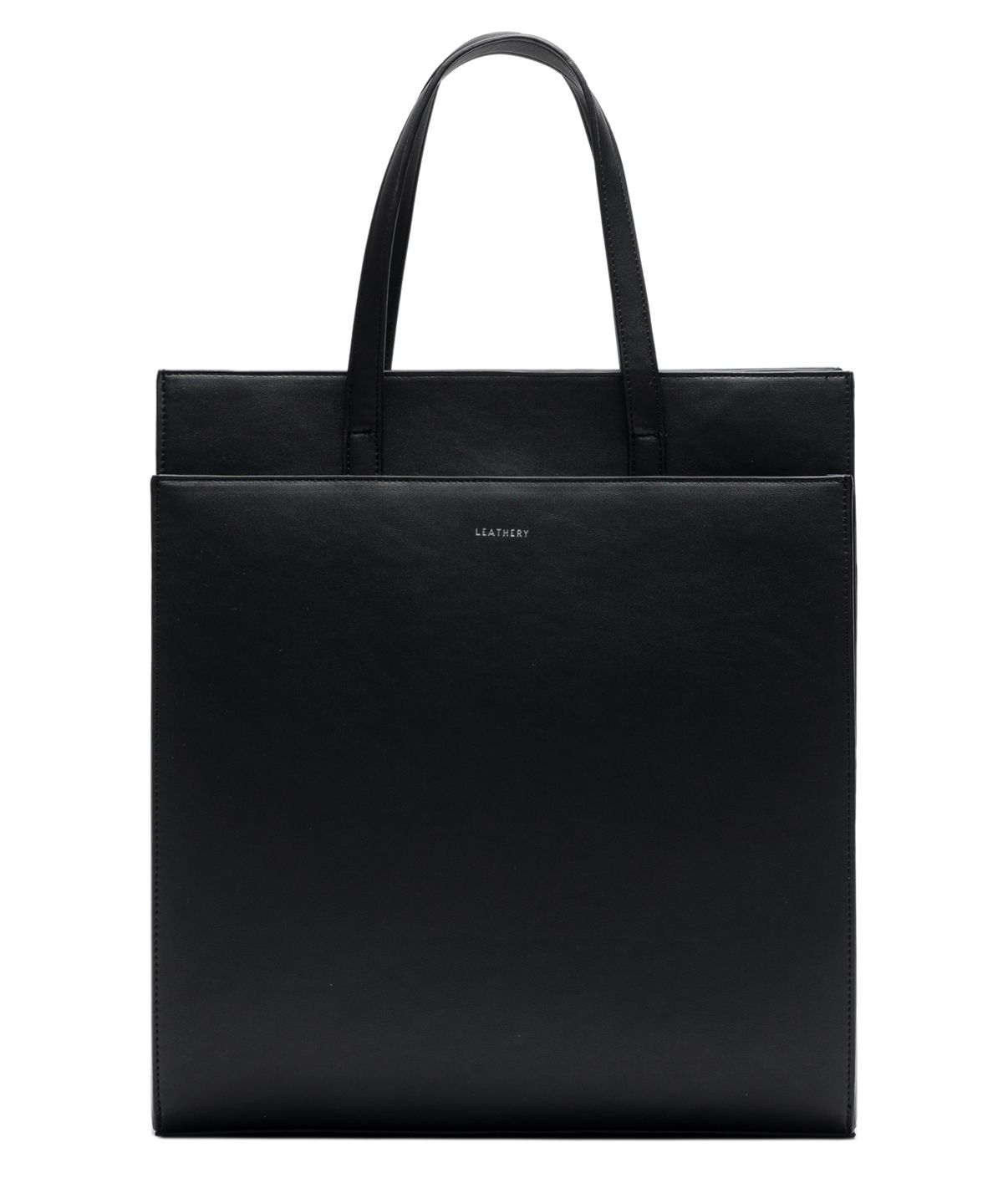레더리(LEATHERY) 스퀘어 토트백 [BLACK]